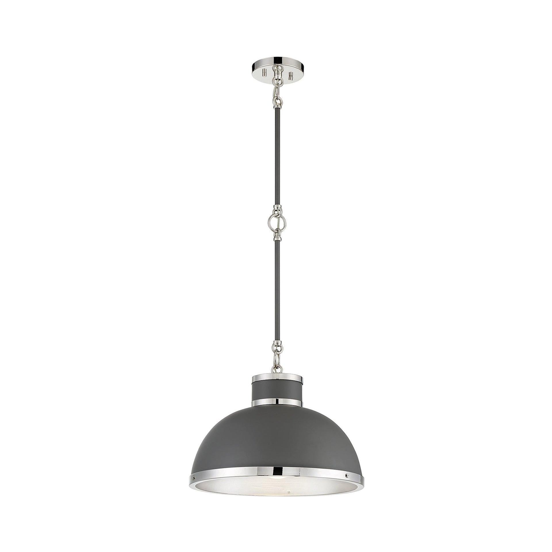 Savoy House Corning 1 - Light Pendant in  Gray/Polished Nickel
