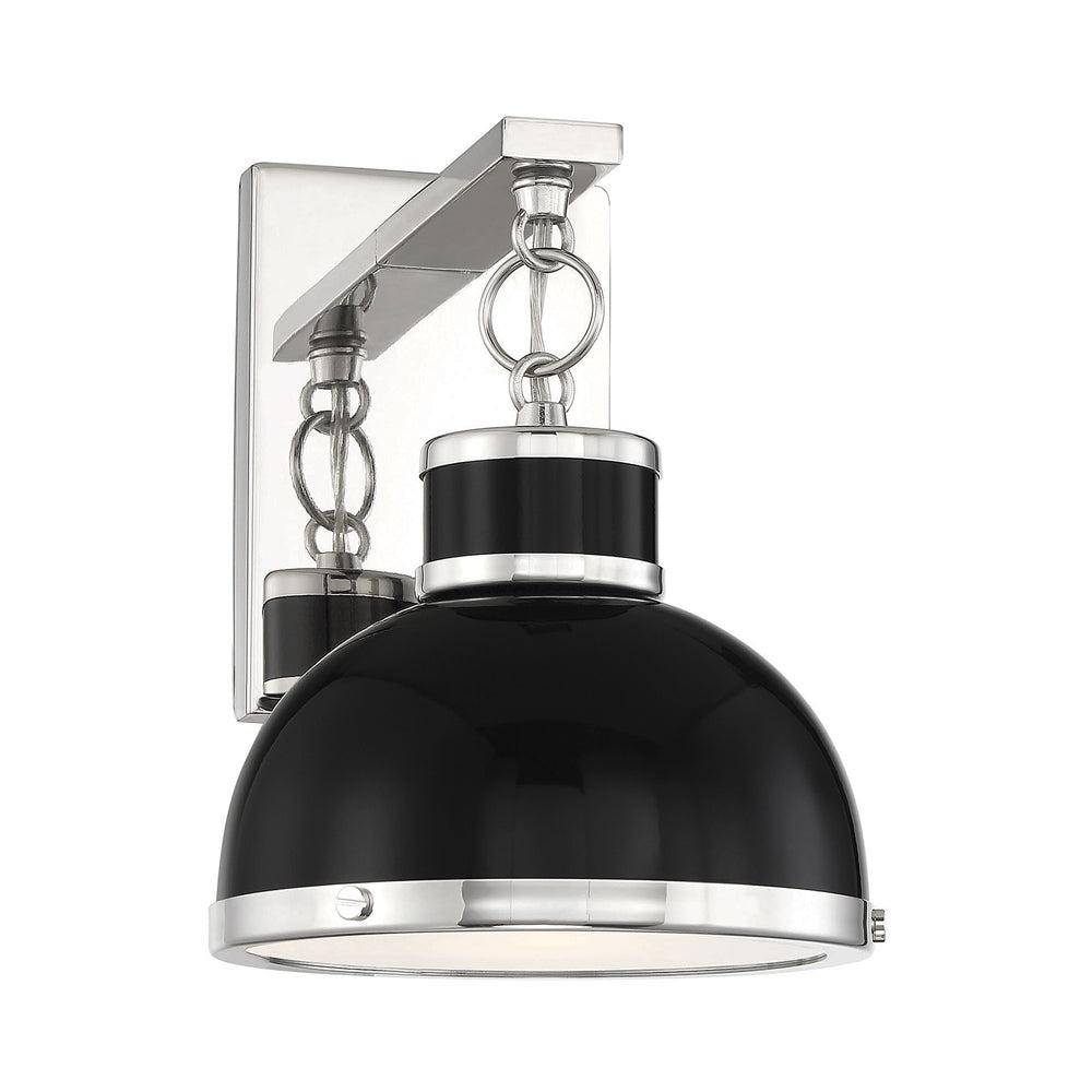 Savoy House Corning 1 - Light Wall Light in  Black/Polished Nickel
