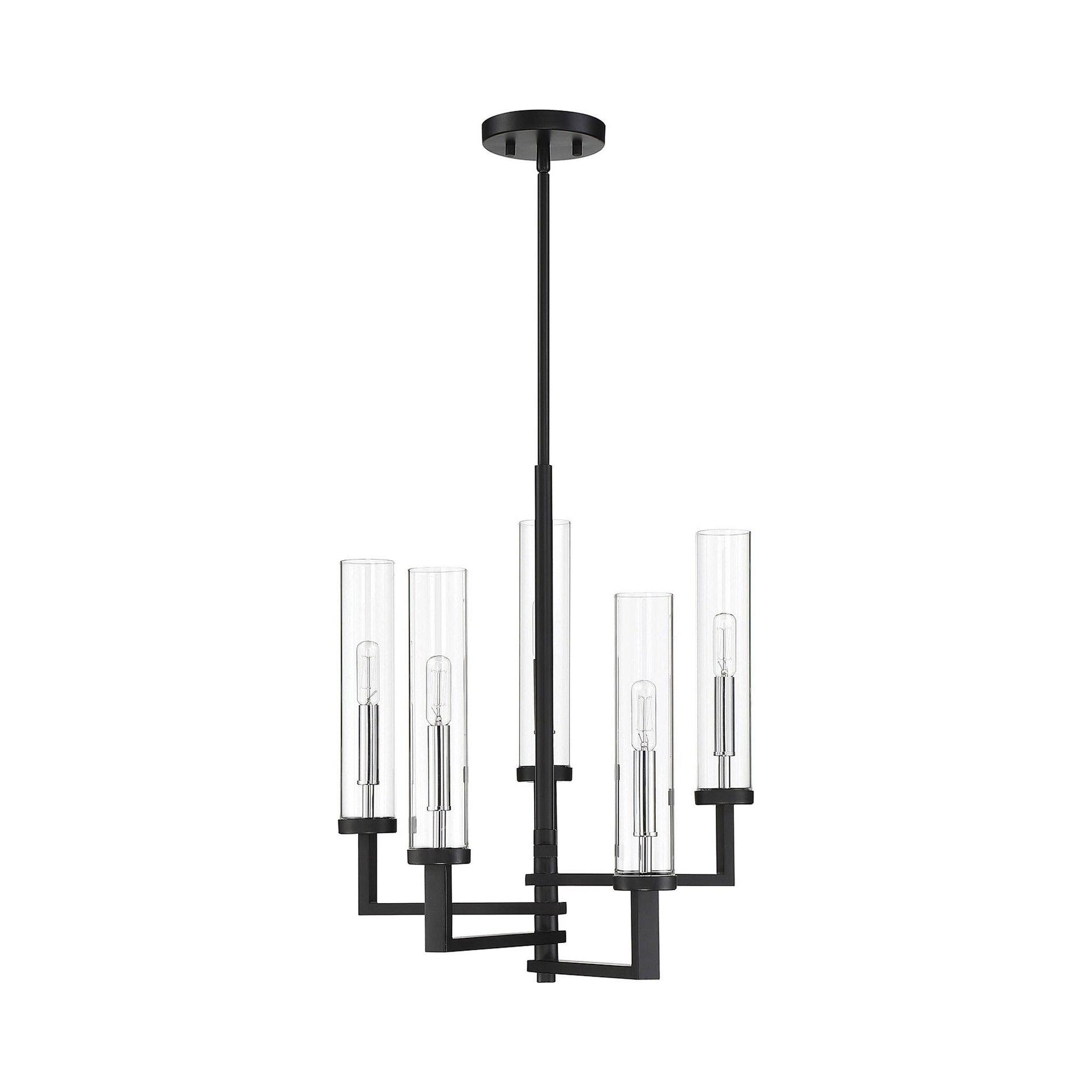 Savoy House Folsom 5 - Light Chandelier in  Matte Black/Polished Chrome