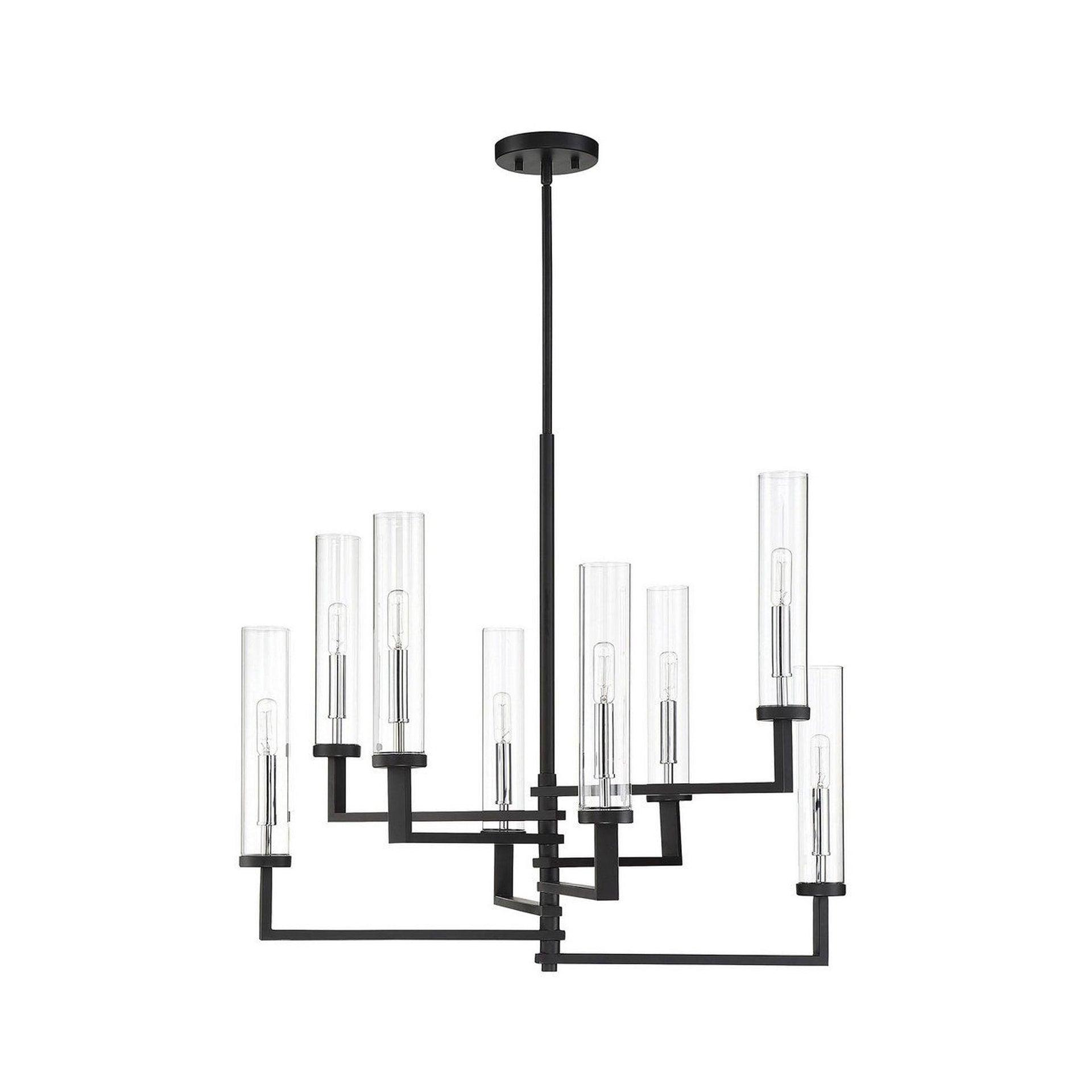Savoy House Folsom 8 - Light Chandelier in  Matte Black/Polished Chrome