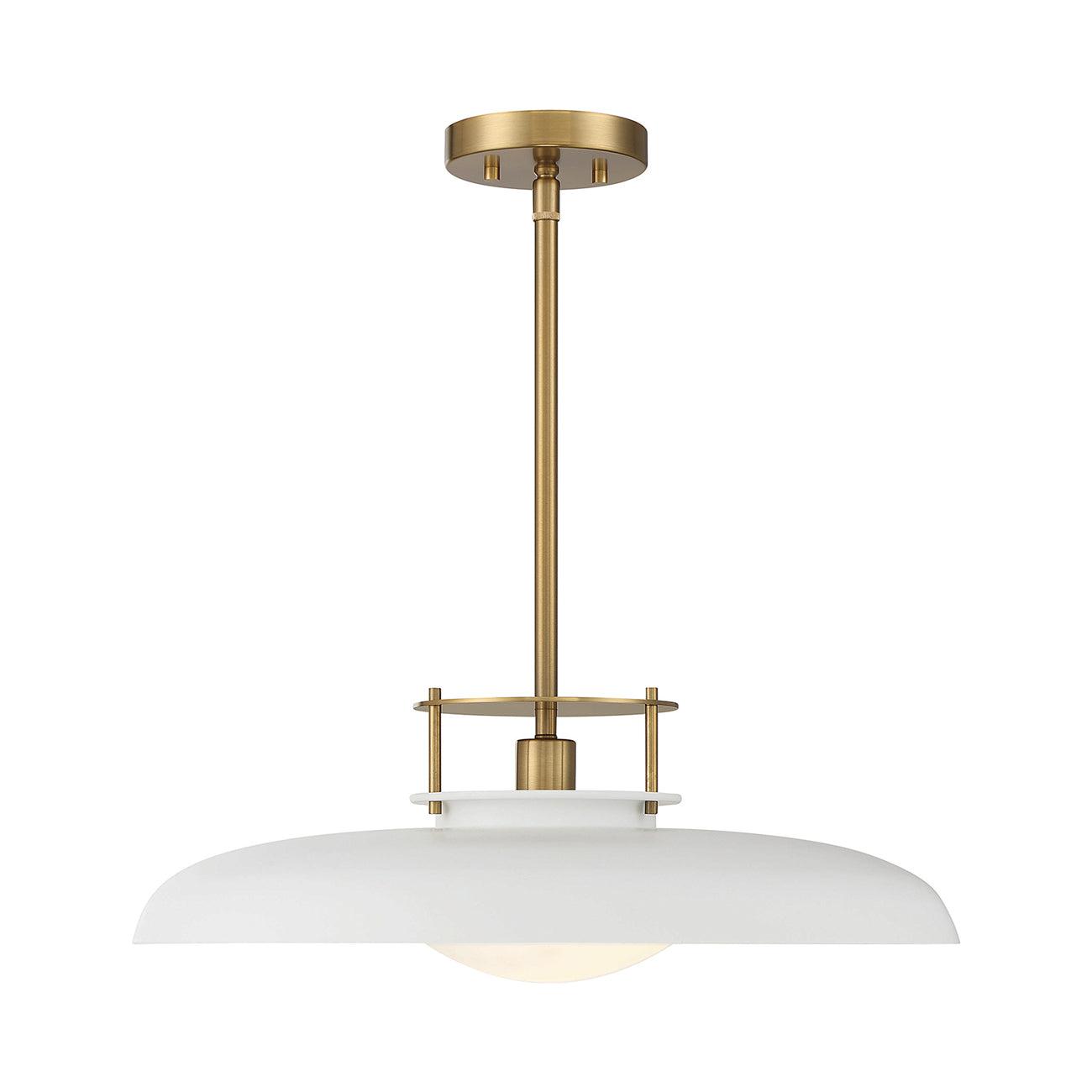 Savoy House Gavin 1 - Light Pendant in  White/Warm Brass