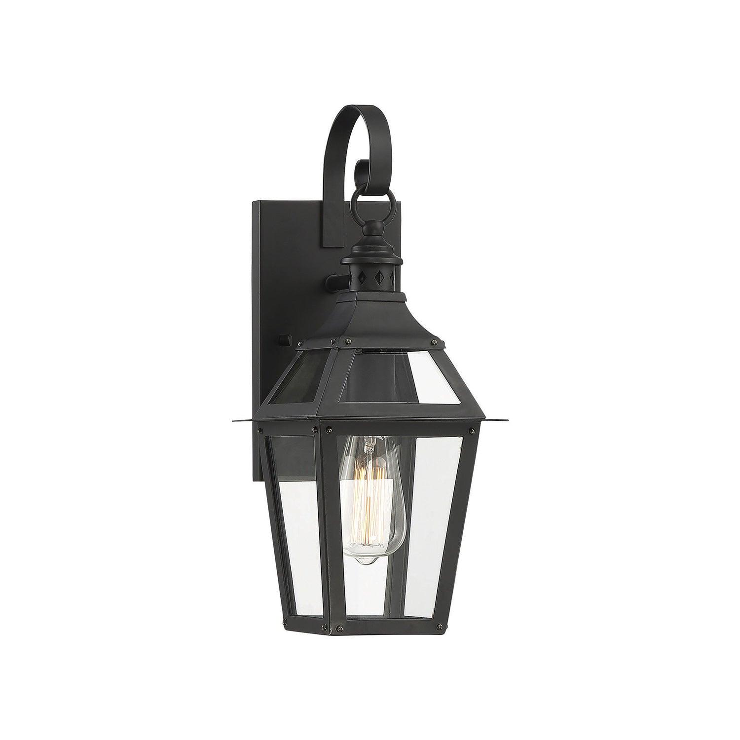 Savoy House Jackson 1-Light Outdoor Wall Lantern in Matte Black with Gold Highlights
