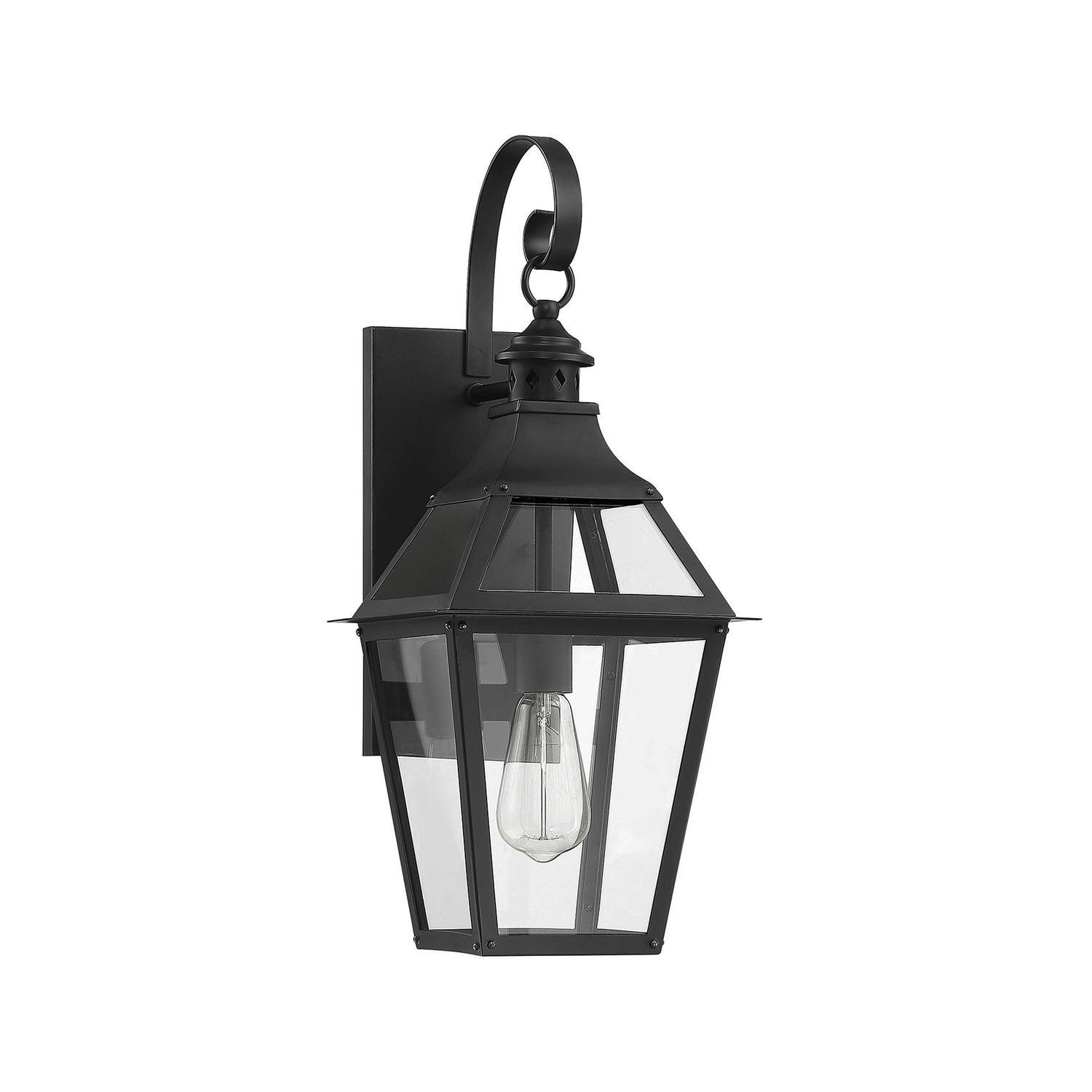 Jackson 1-Light Outdoor Wall Lantern in Matte Black with Gold Highlights