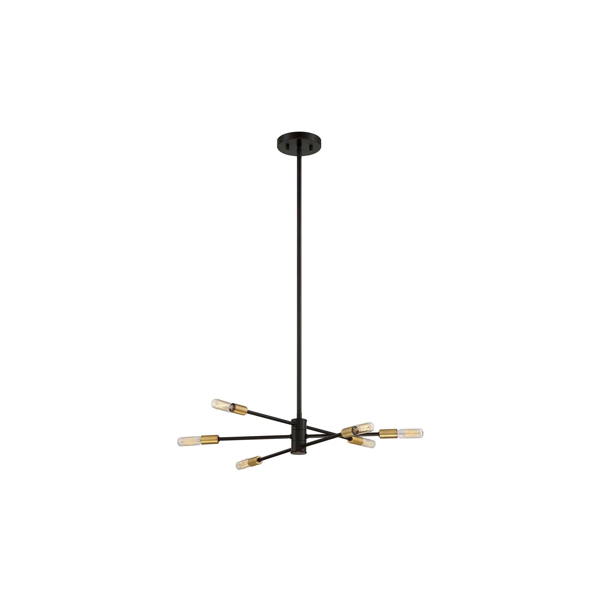 6 Light Chandelier In Industrial Style-7 Inches Tall And 21.75 Inches Wide-Bronze/Brass Finish    -Traditional Installation Savoy House 1-7000-6-77