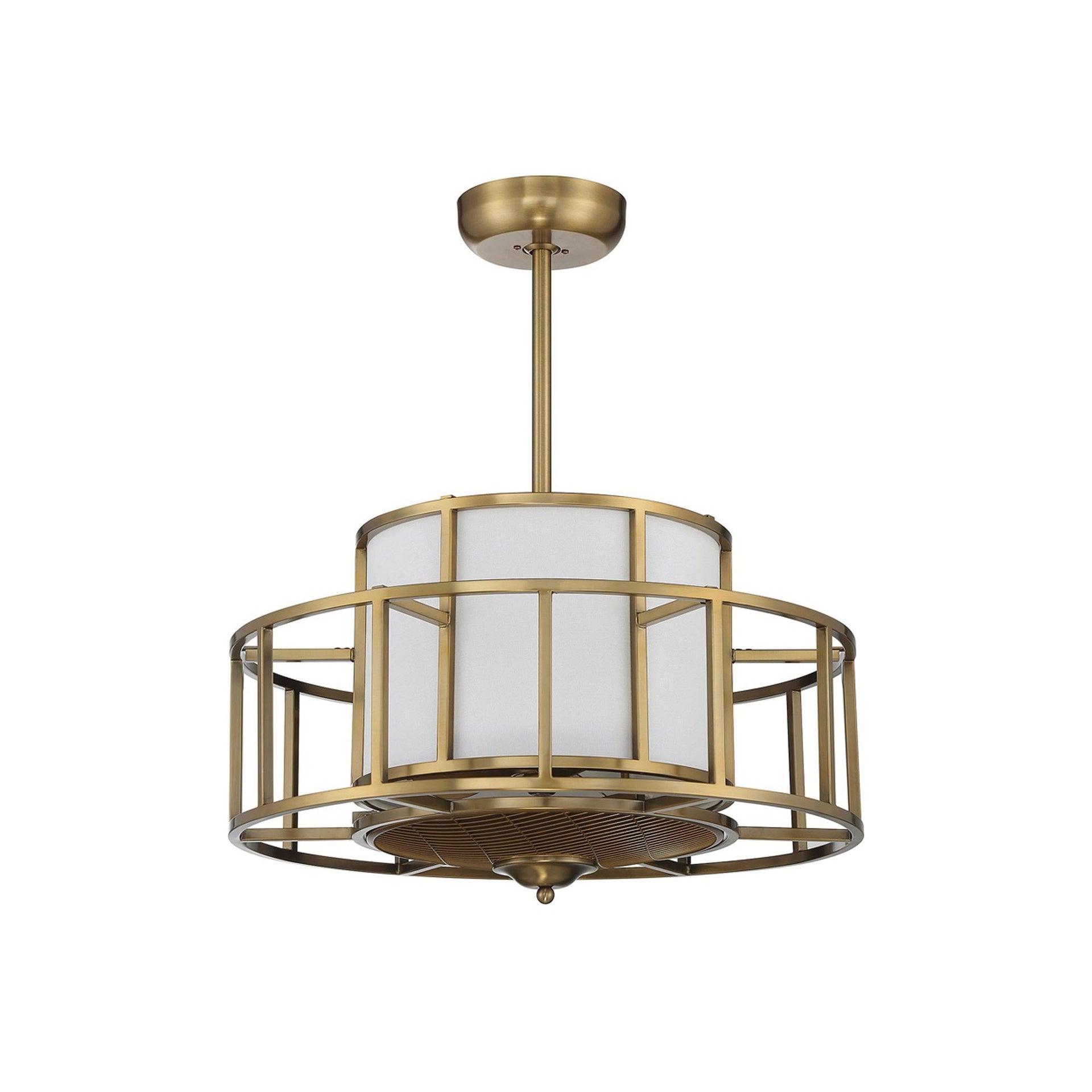 Warm Brass Four Light Fan D'Lier from the Oslo Collection