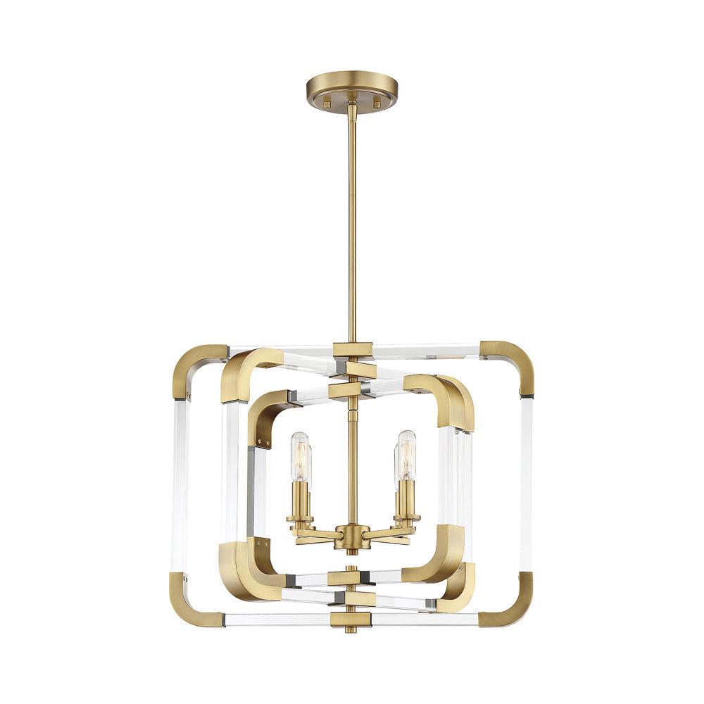 Savoy House Rotterdam 4 - Light Semi-Flush Mount in Warm Brass