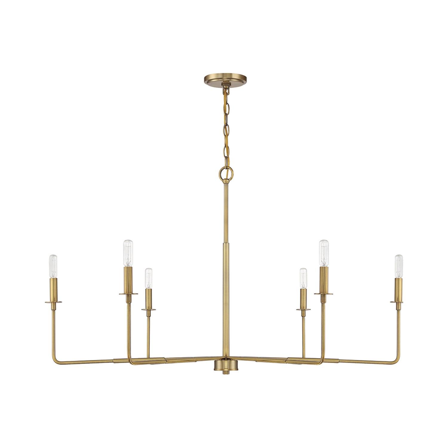 Savoy House Salerno 6 - Light Chandelier in  Warm Brass