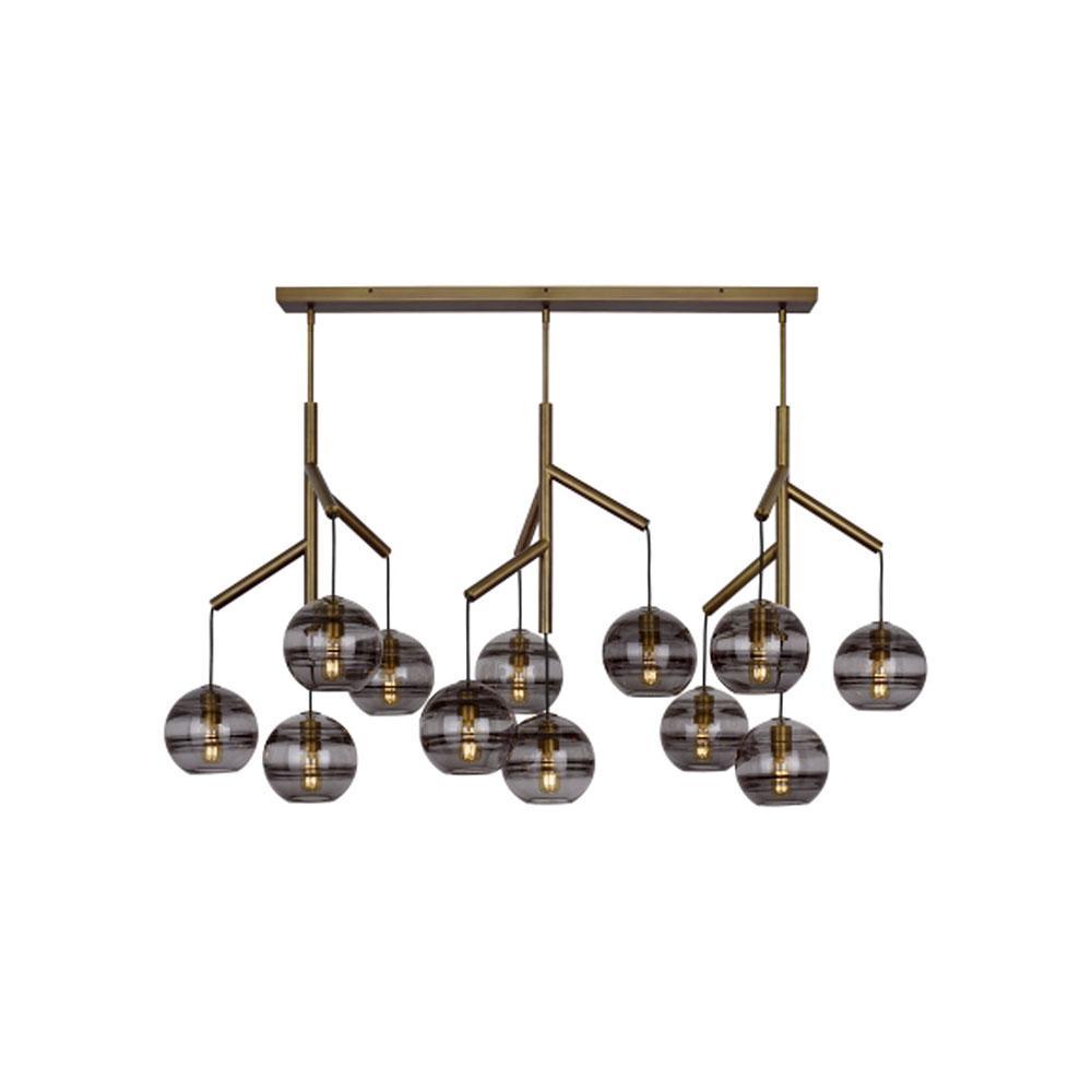 Sedona Triple LED Chandelier in Satin Nickel with Transparent Smoke Glass