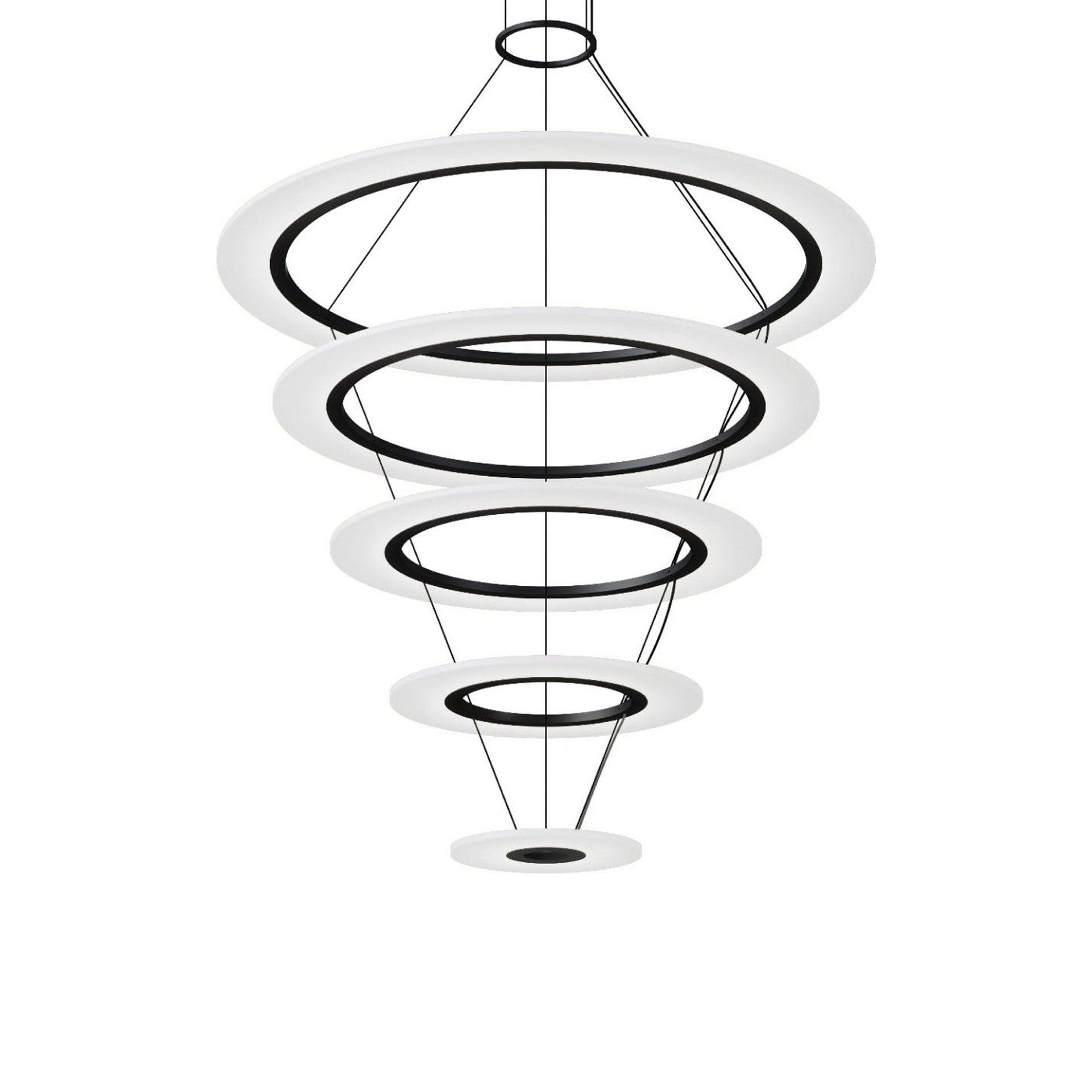 Arctic Rings 3 - Light Acrylic Dimmable LED Tiered Chandelier