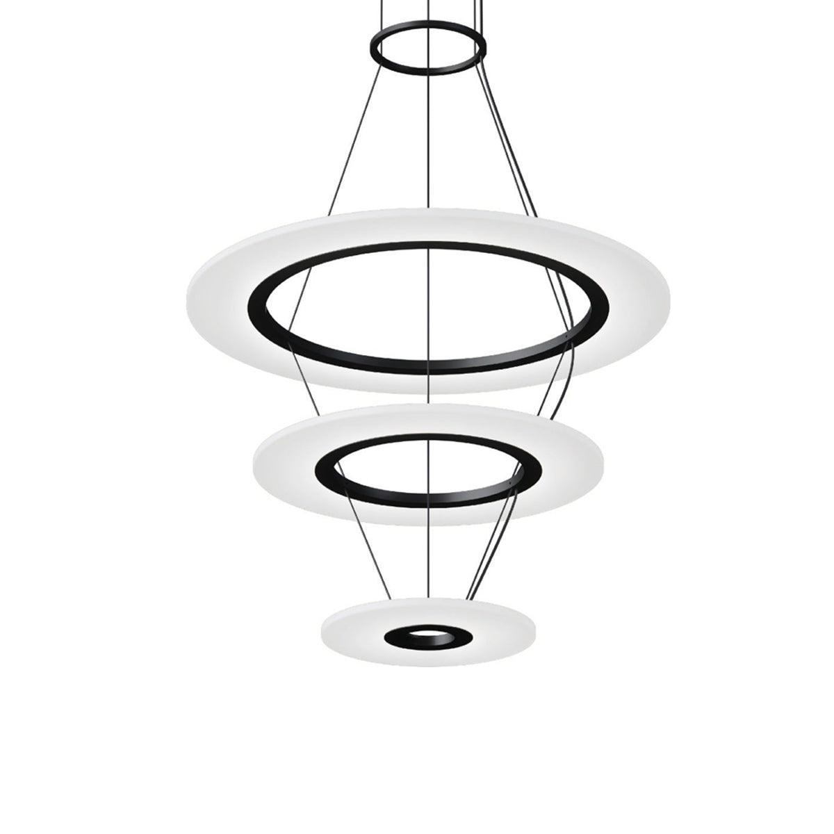 Arctic Rings 3 - Light Acrylic Dimmable LED Tiered Chandelier