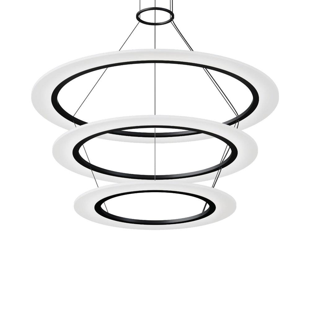 Arctic Rings 3 - Light Acrylic Dimmable LED Tiered Chandelier