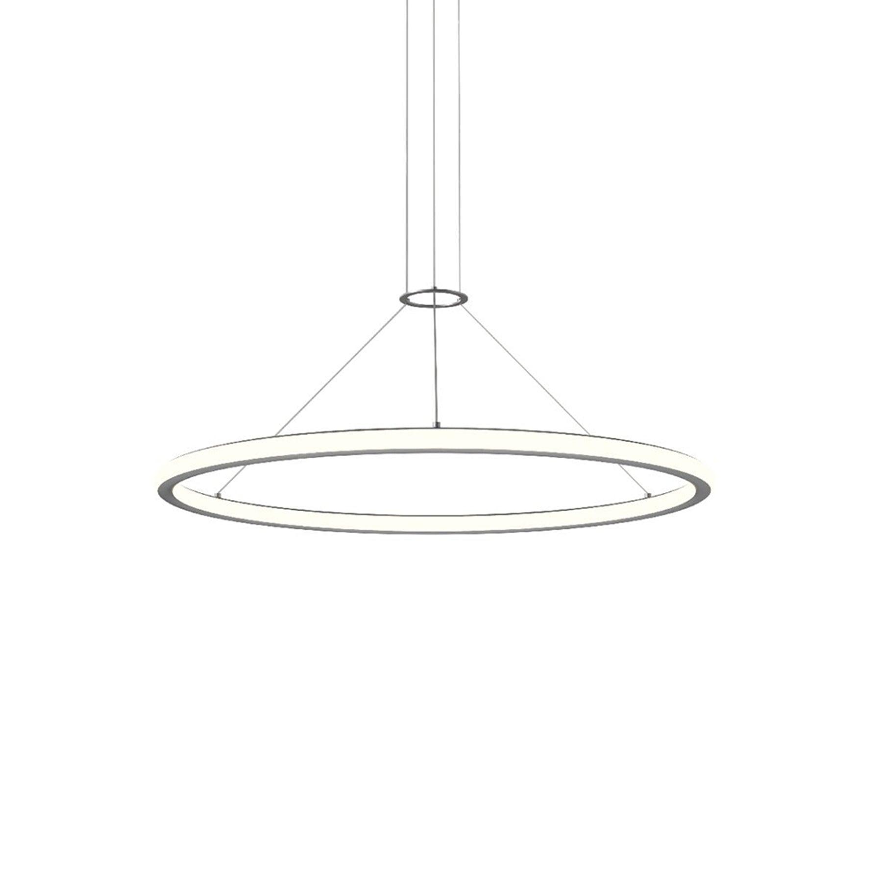 Luna Contemporary 37" LED Round Pendant in Bright Satin Aluminum