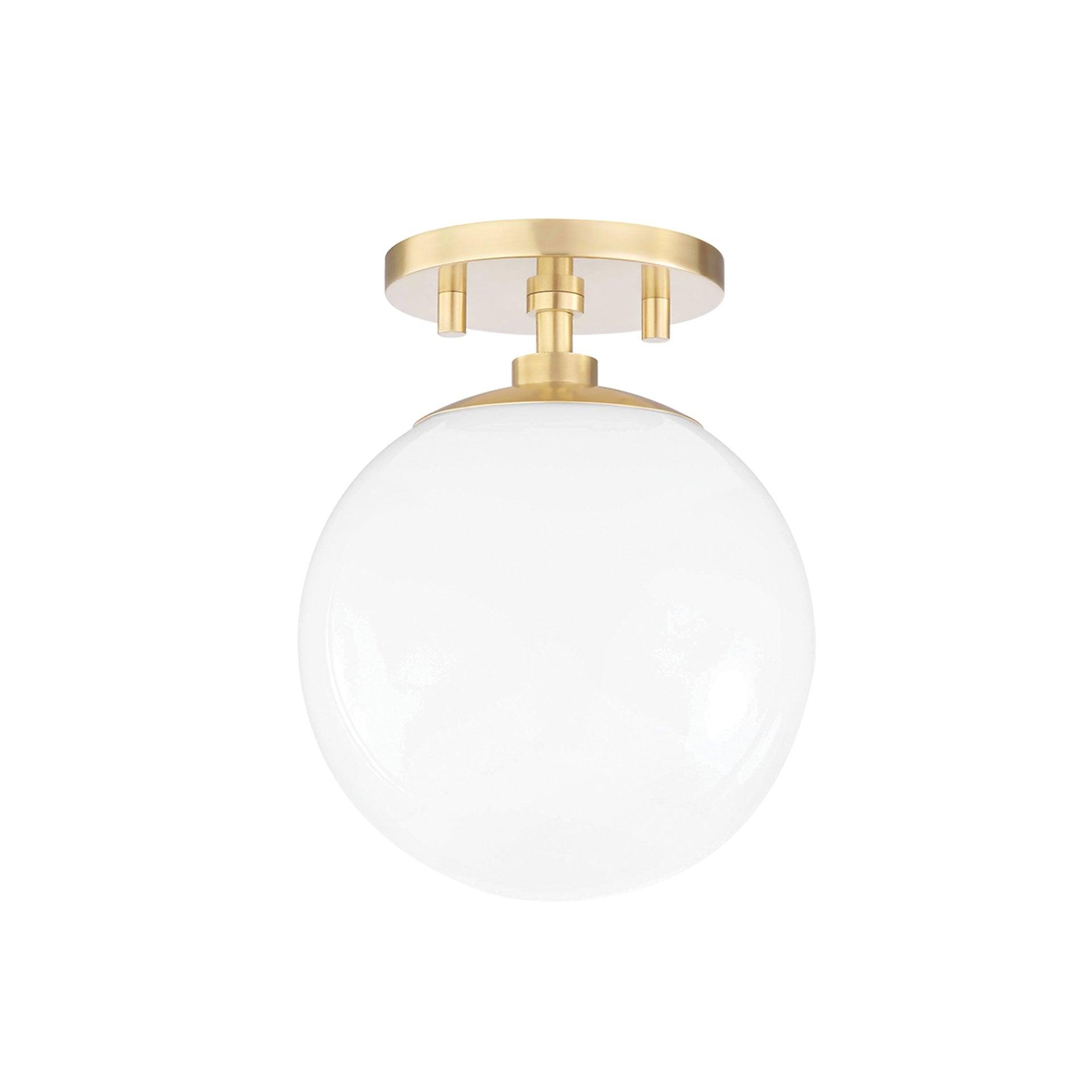 Mitzi Stella 1 - Light Semi-Flush Mount in  Aged Brass White Shade