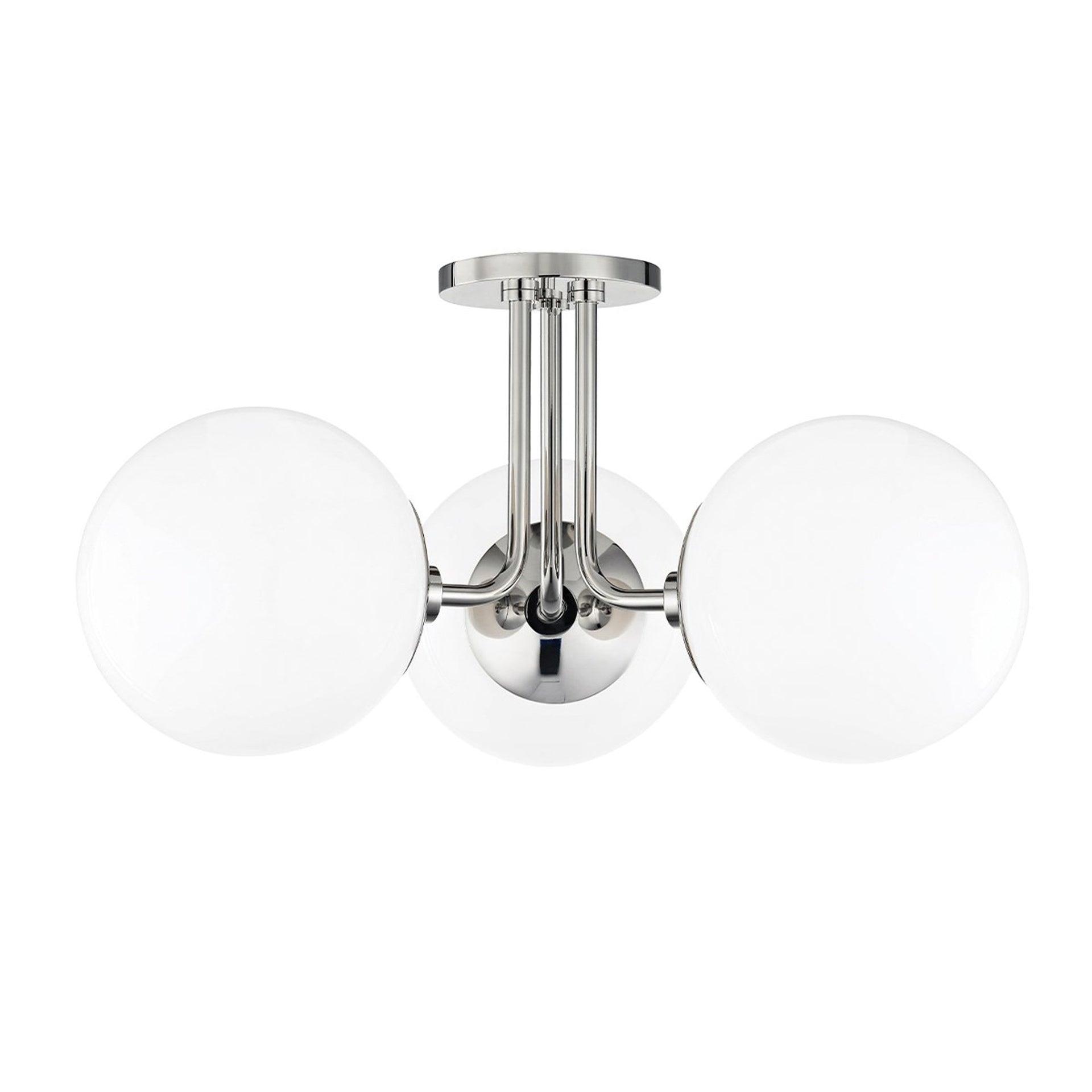 Mitzi Stella 3 - Light Semi-Flush Mount in  Polished Nickel White Shade