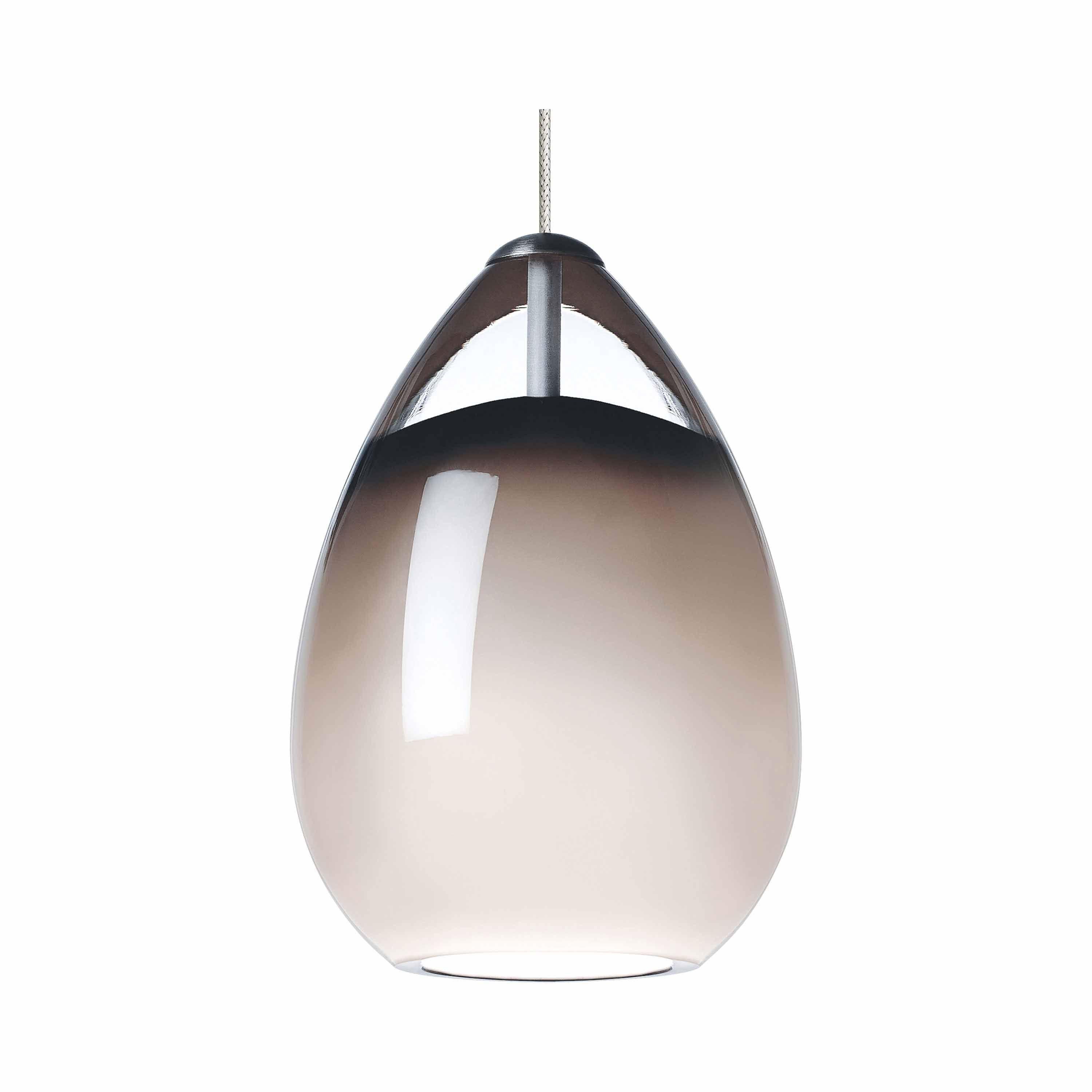 Satin Nickel Mini LED Pendant Light with Steel Blue Glass Shade