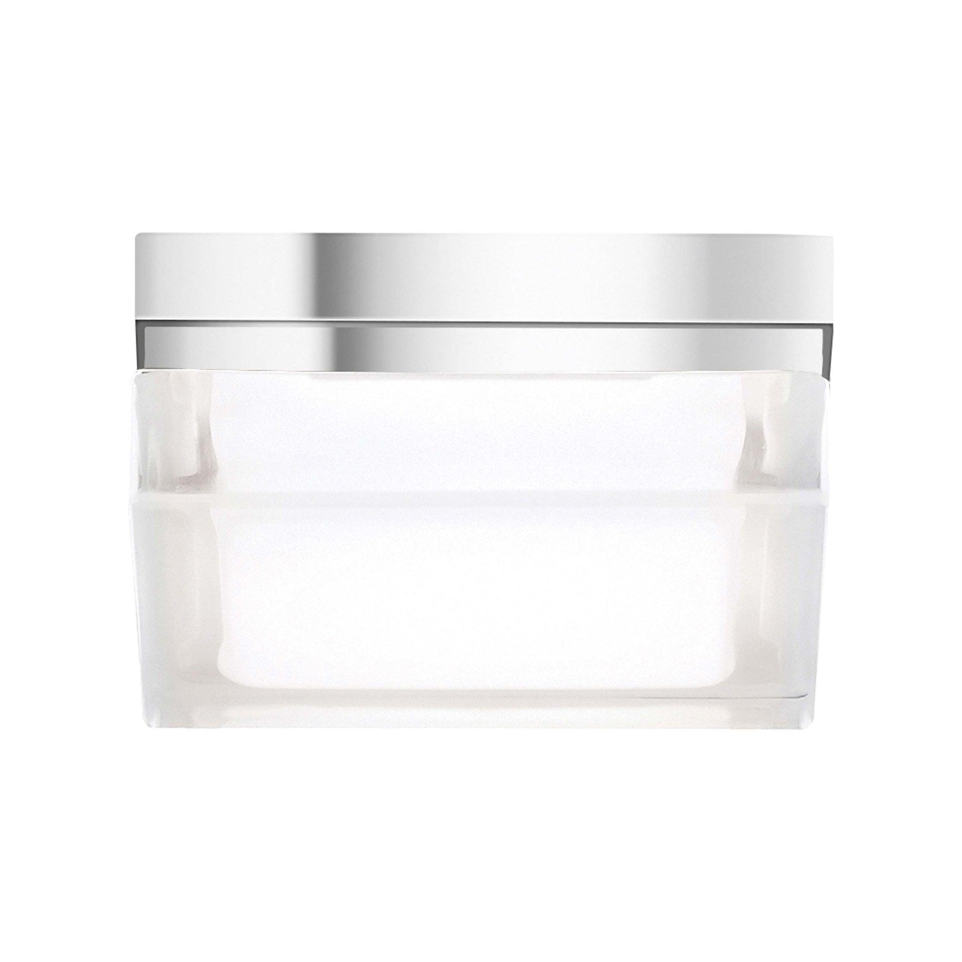 Boxie Square Chrome Flush Mount Ceiling Light with Pressed Glass