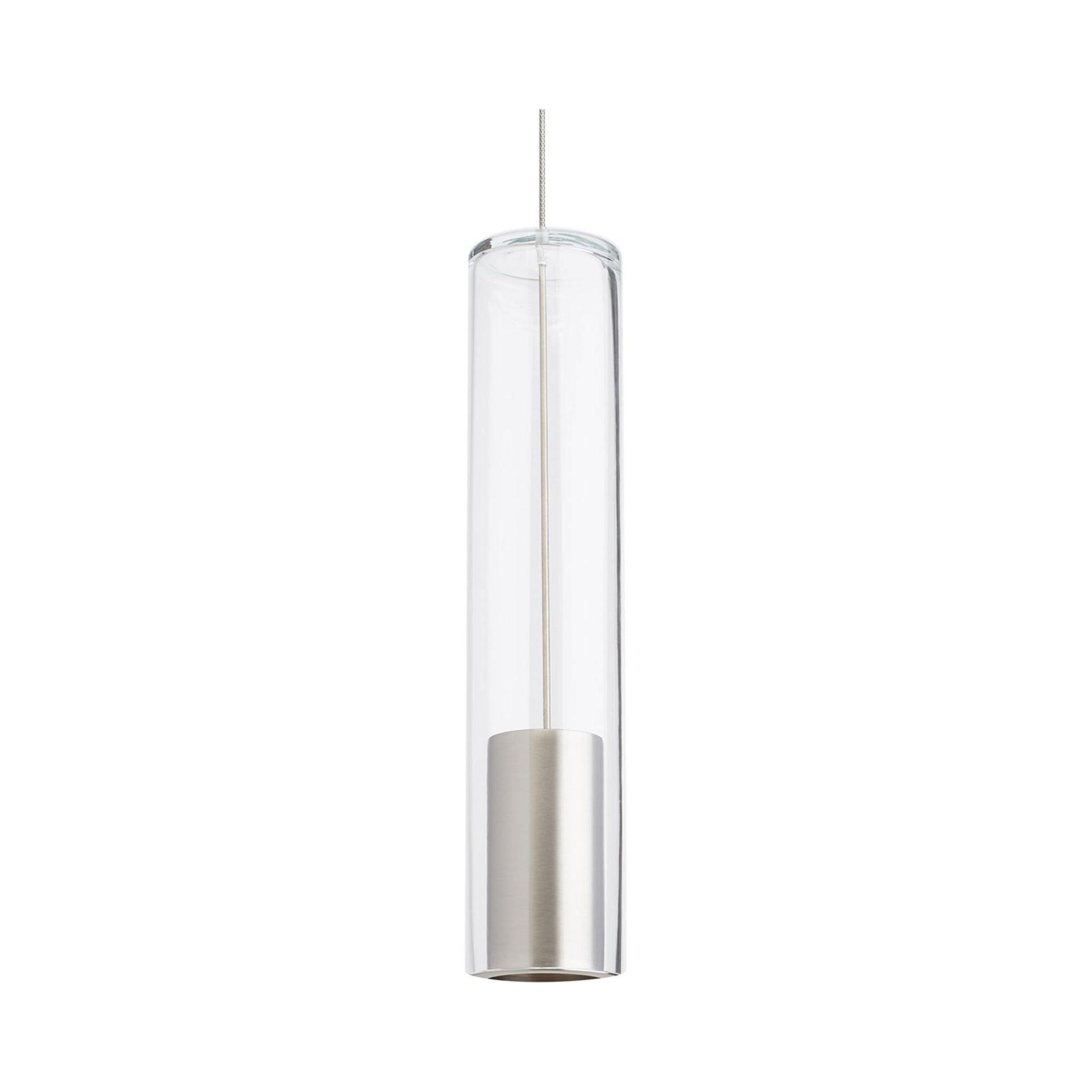 Captra Satin Nickel Mini LED Pendant Light with Clear Glass Shade