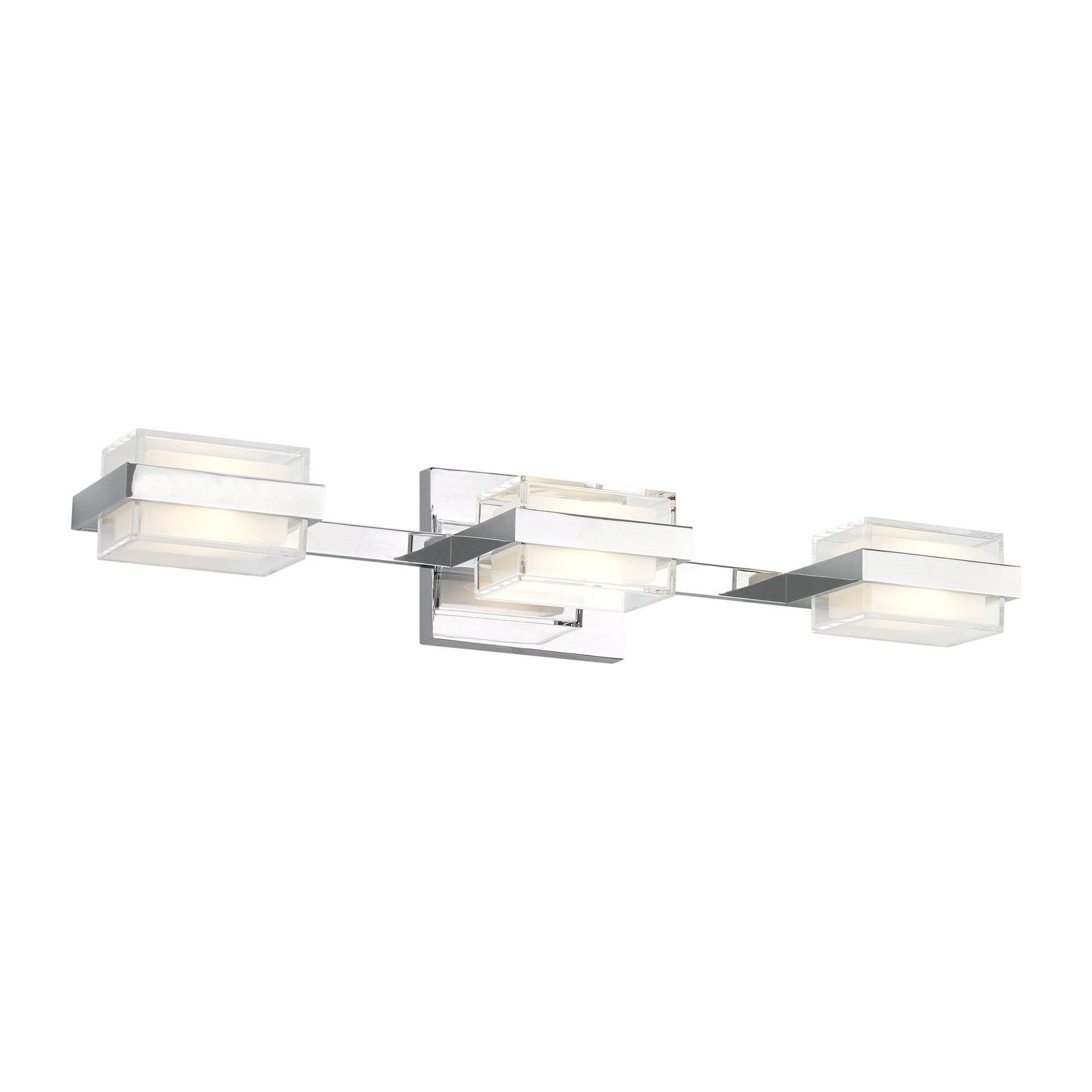Kamden 3-Light Chrome and Glass Dimmable Bath Vanity Light