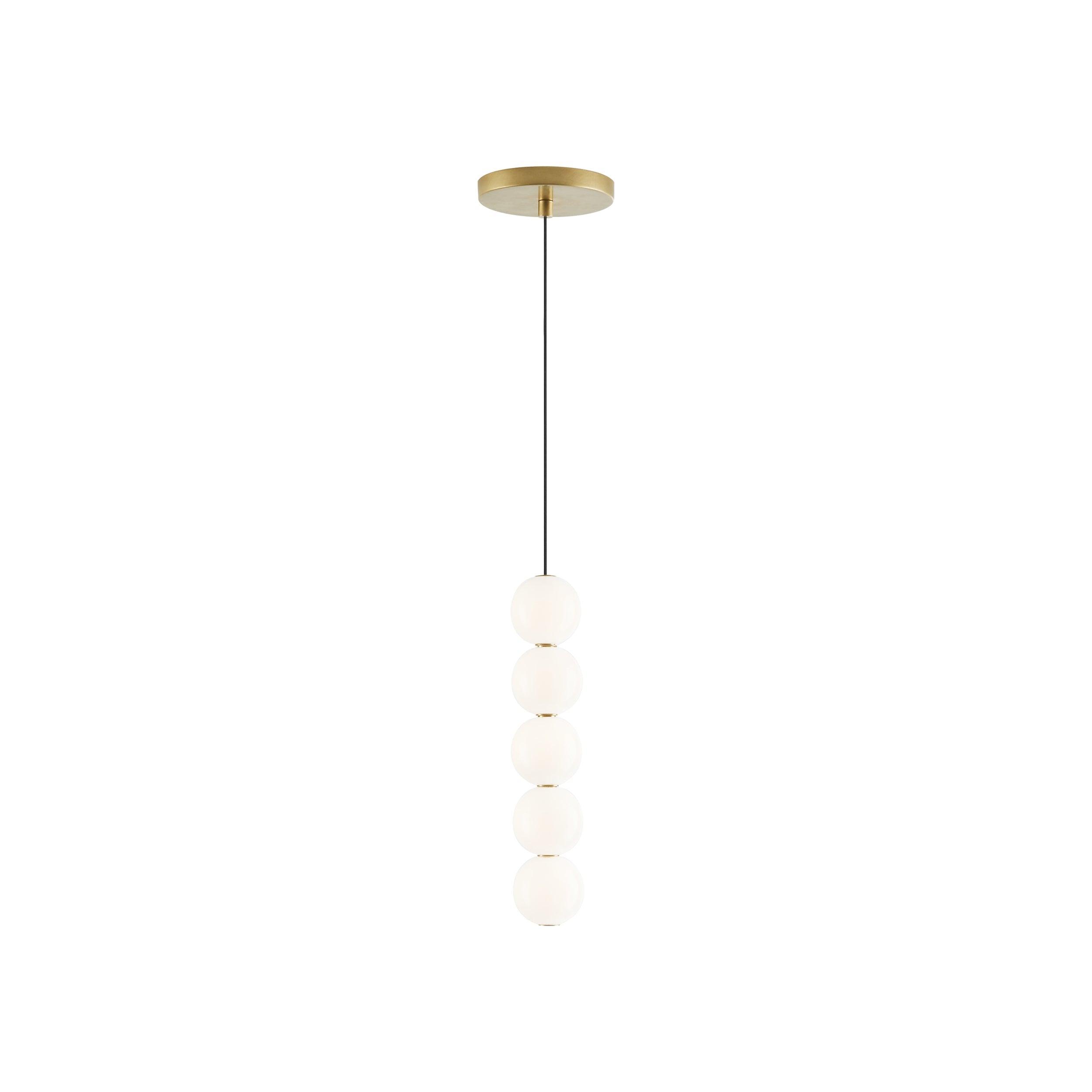 Orbet Natural Brass 5-Light LED Globe Pendant with Milk Glass Orbs