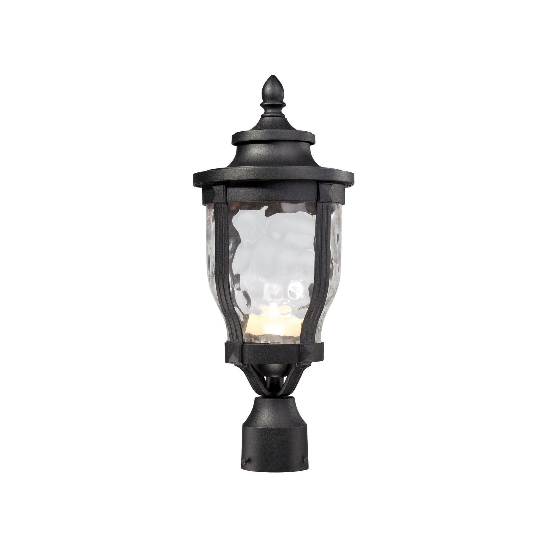 Minka Lavery Vintage Outdoor Post Light Fixture Black LED 19 1/4" Clear Hammered Glass for Post Exterior Barn Deck Porch Patio