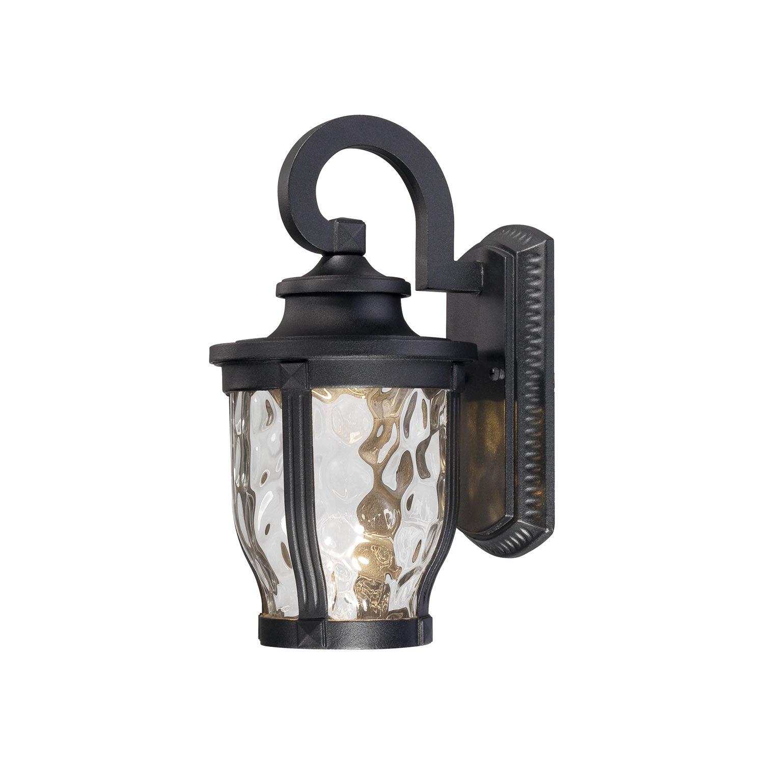 Minka Lavery Rustic Outdoor Wall Light Fixture Black LED 12 1/4" Clear Hammered Glass for Post Exterior Barn Deck Porch Yard Patio