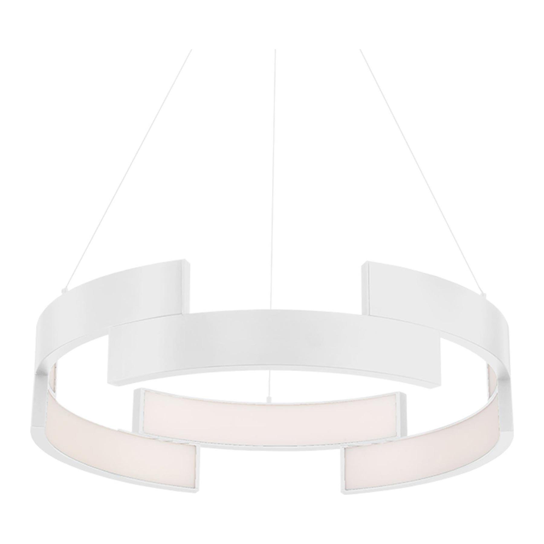 Futuristic Terraced 38" White LED Pendant Light with Energy-Efficient Glow