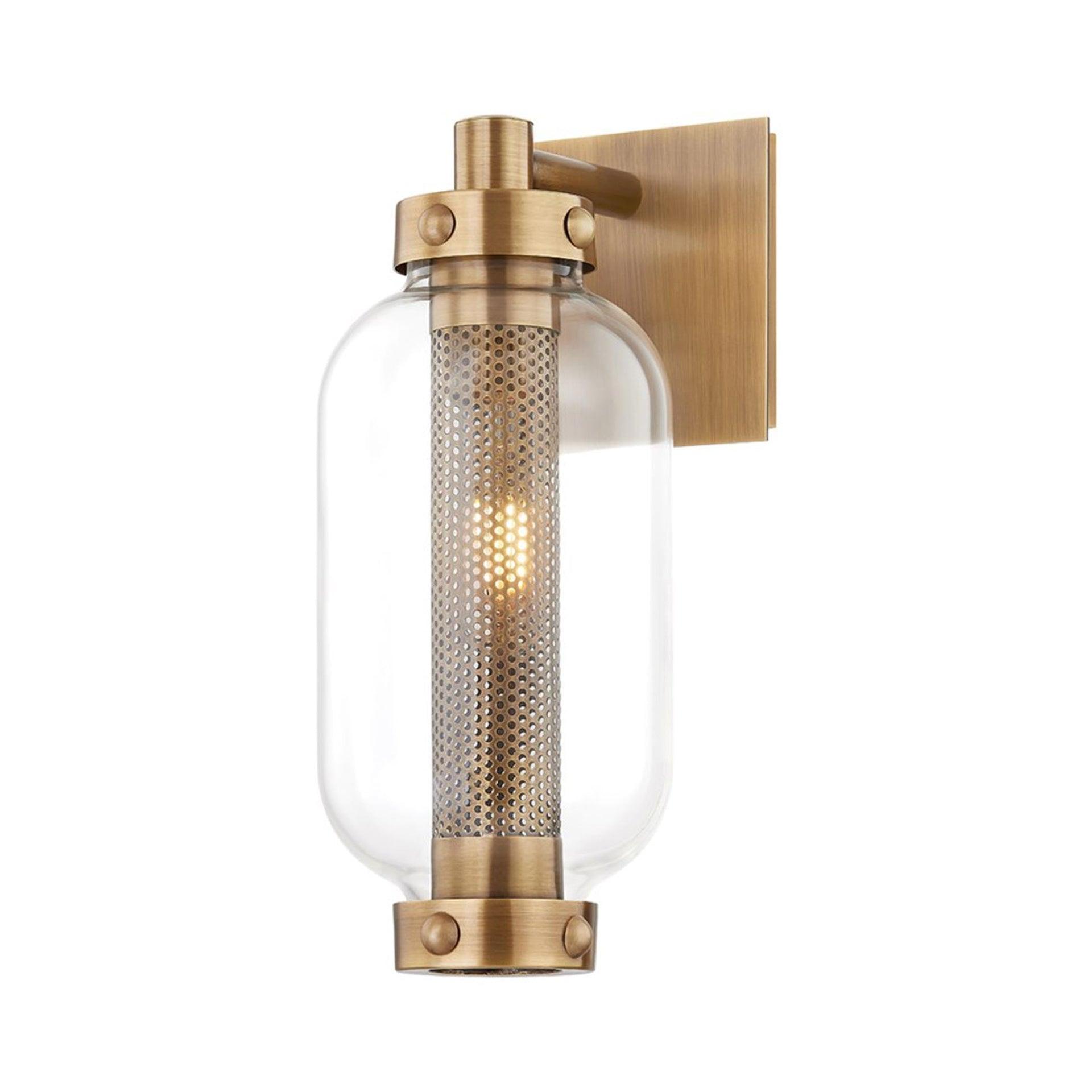 Troy Lighting Atwater 1 - Light Wall Light in  Patina Brass Clear Shade