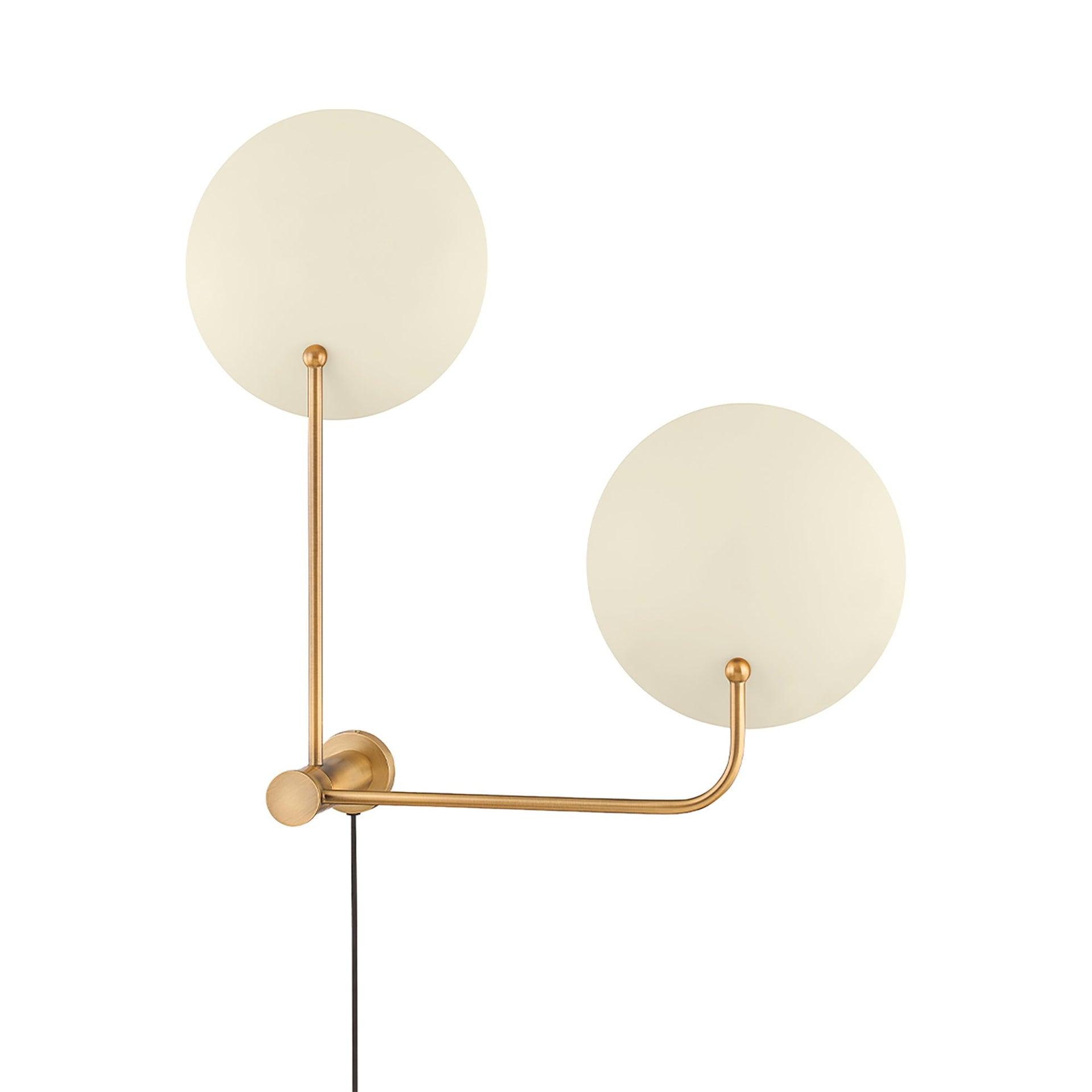 Sereno 2-Light Plug-In Sconce - Cream and Brass
