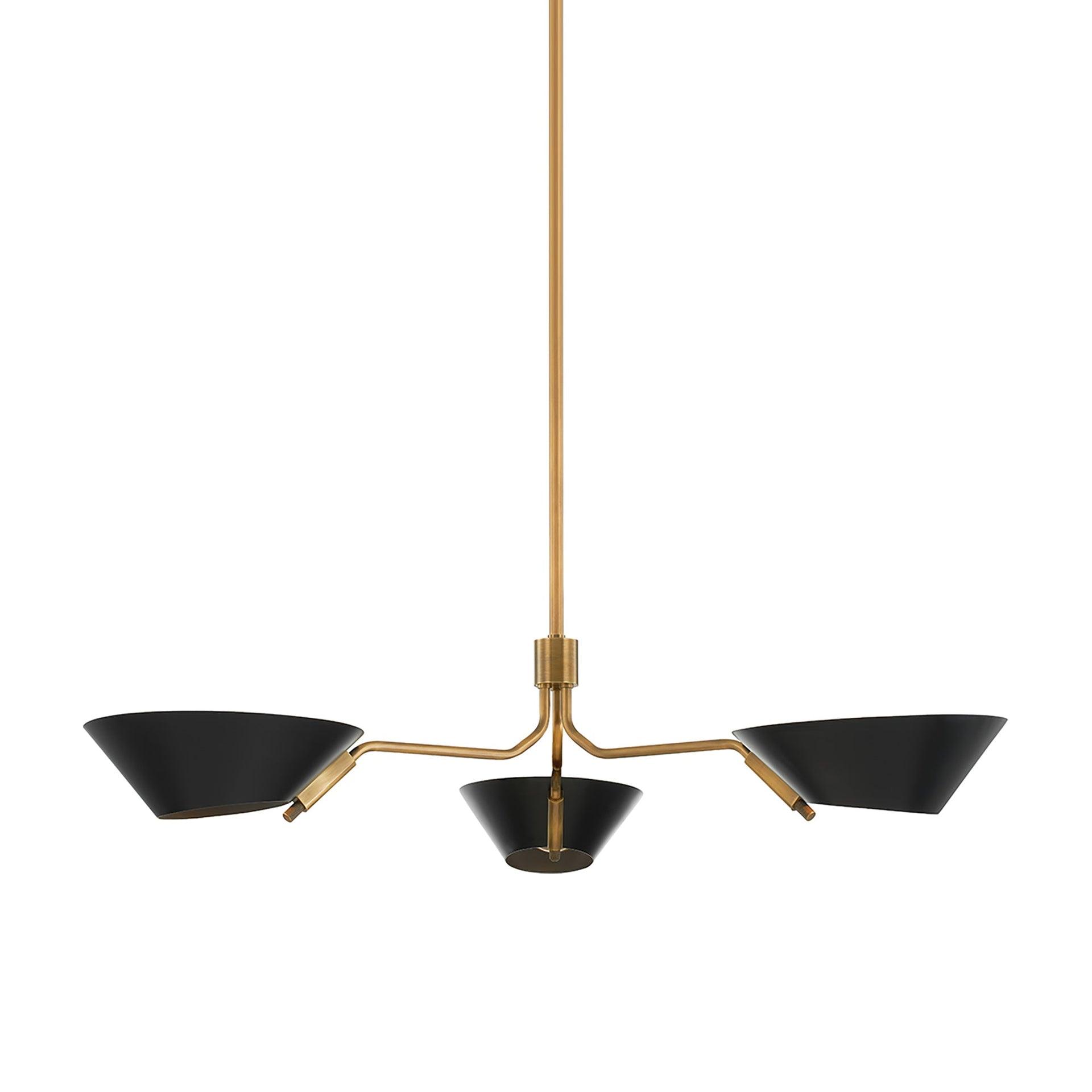 Riaz Chandelier - Black and Brass / 3 Light