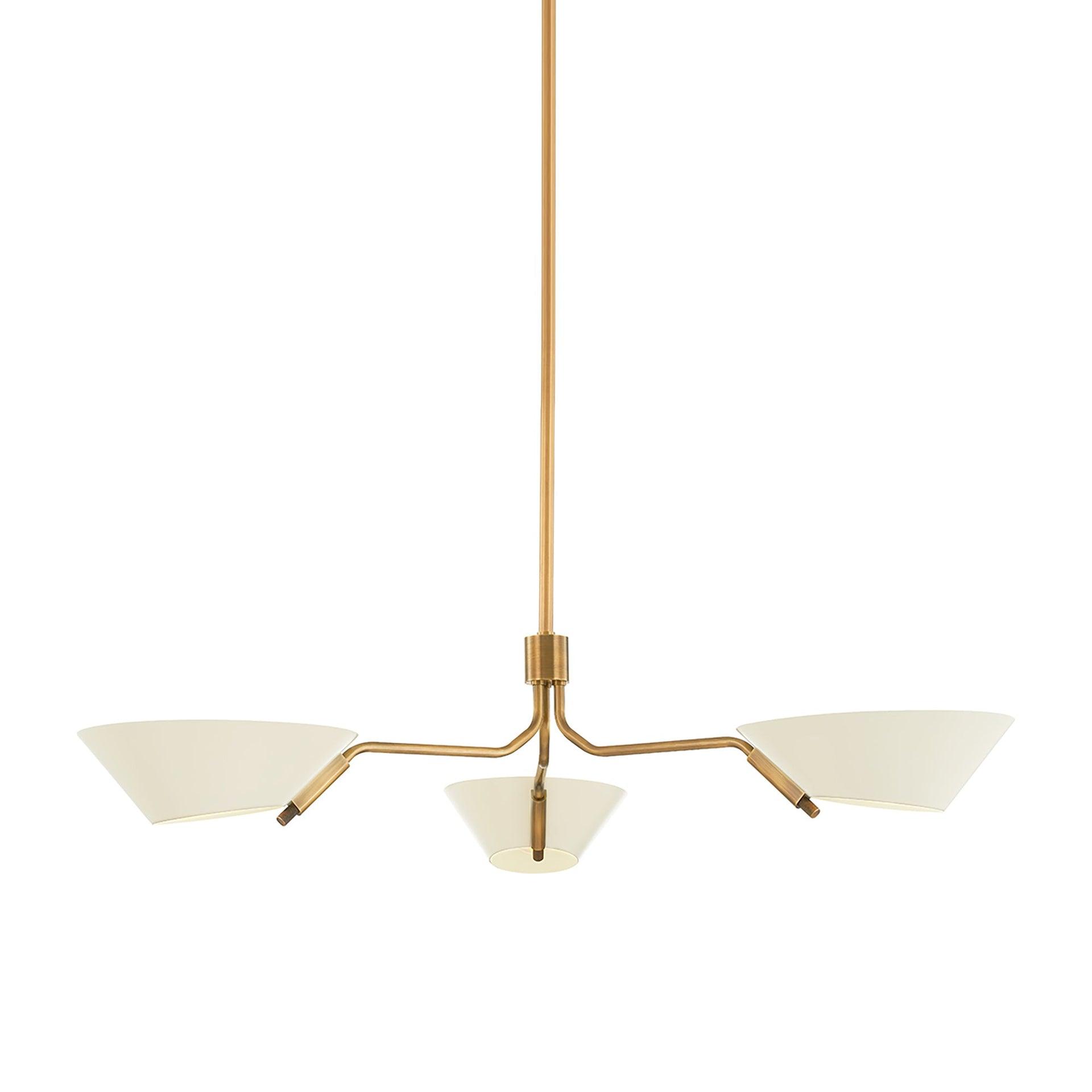 Riaz Chandelier - Cream and Brass / 3 Light