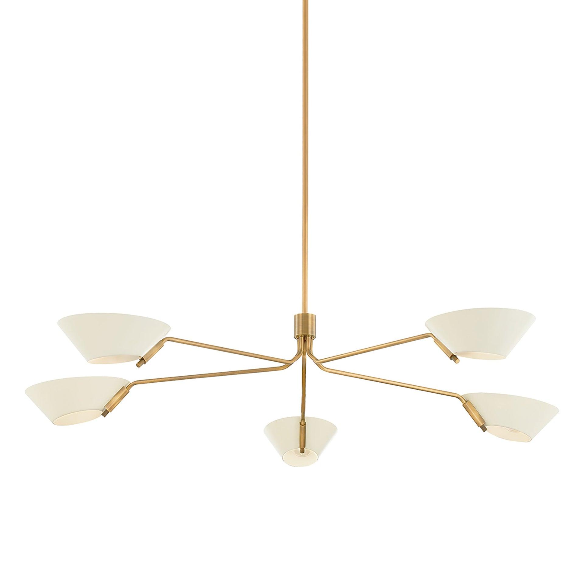 Riaz Chandelier - Cream and Brass / 5 Light