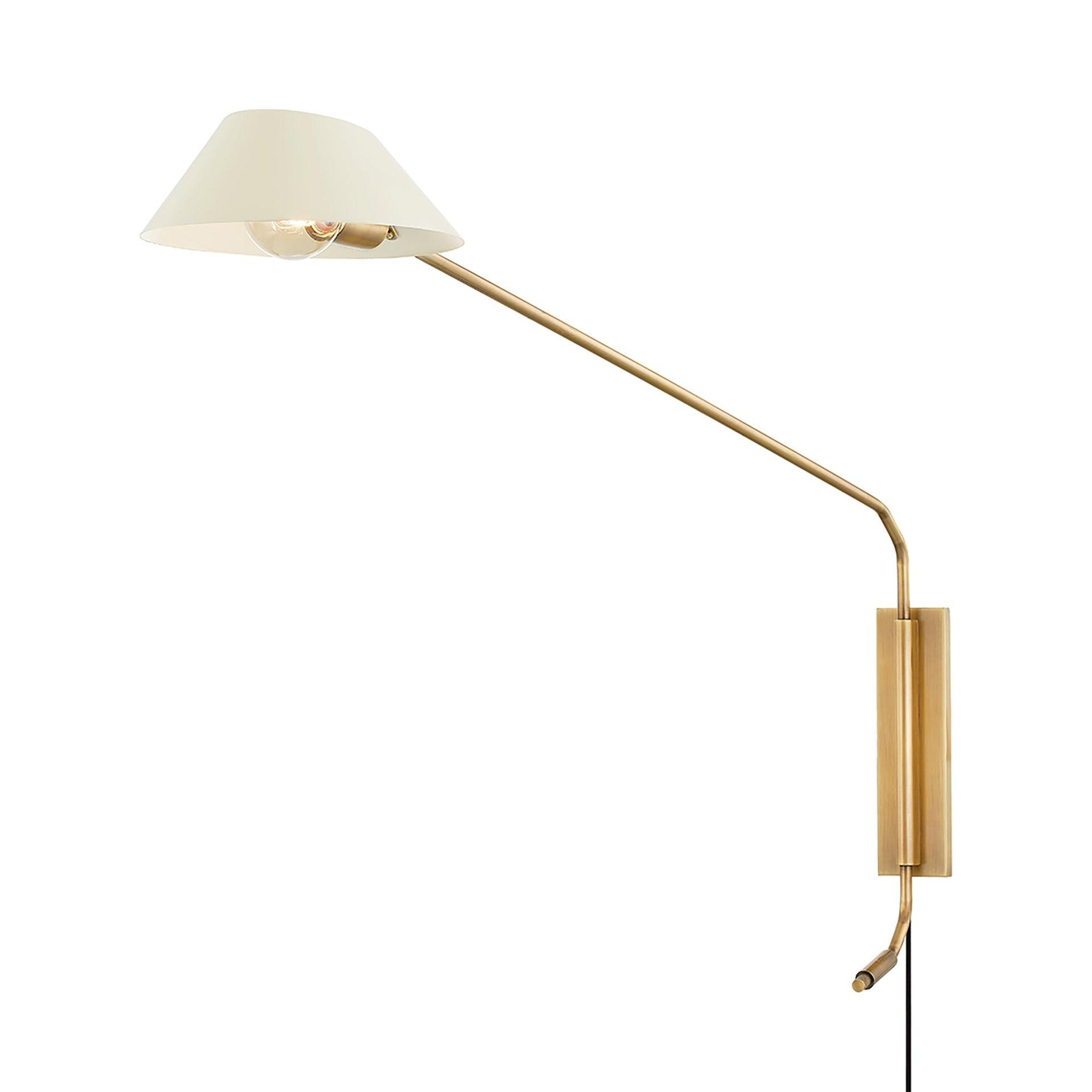 Riaz Plug-in Sconce - Cream and Brass