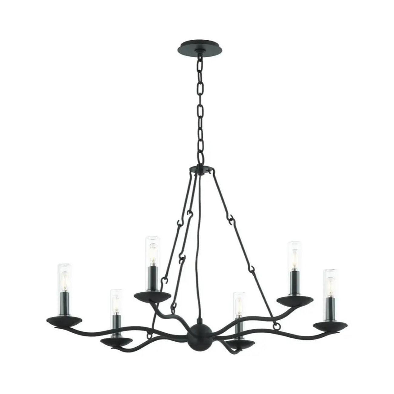 Troy Lighting Sawyer 6 - Light Chandelier in  Forged Iron Clear Shade