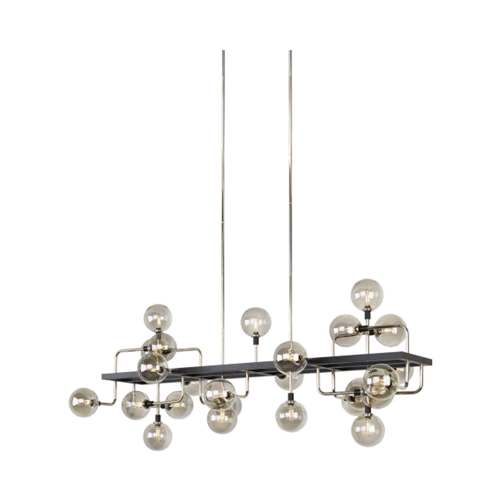 Polished Nickel 25-Light Sputnik Chandelier with Smoke Glass Shades
