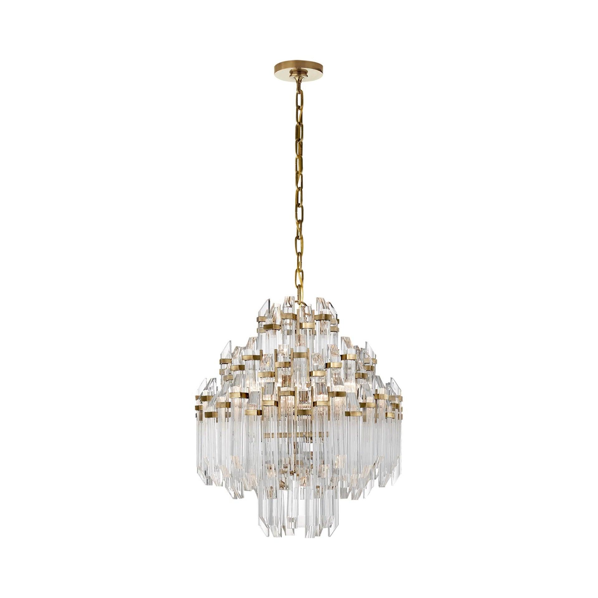 Mini Adele Brass and Crystal 24" Plug-in Candle Chandelier