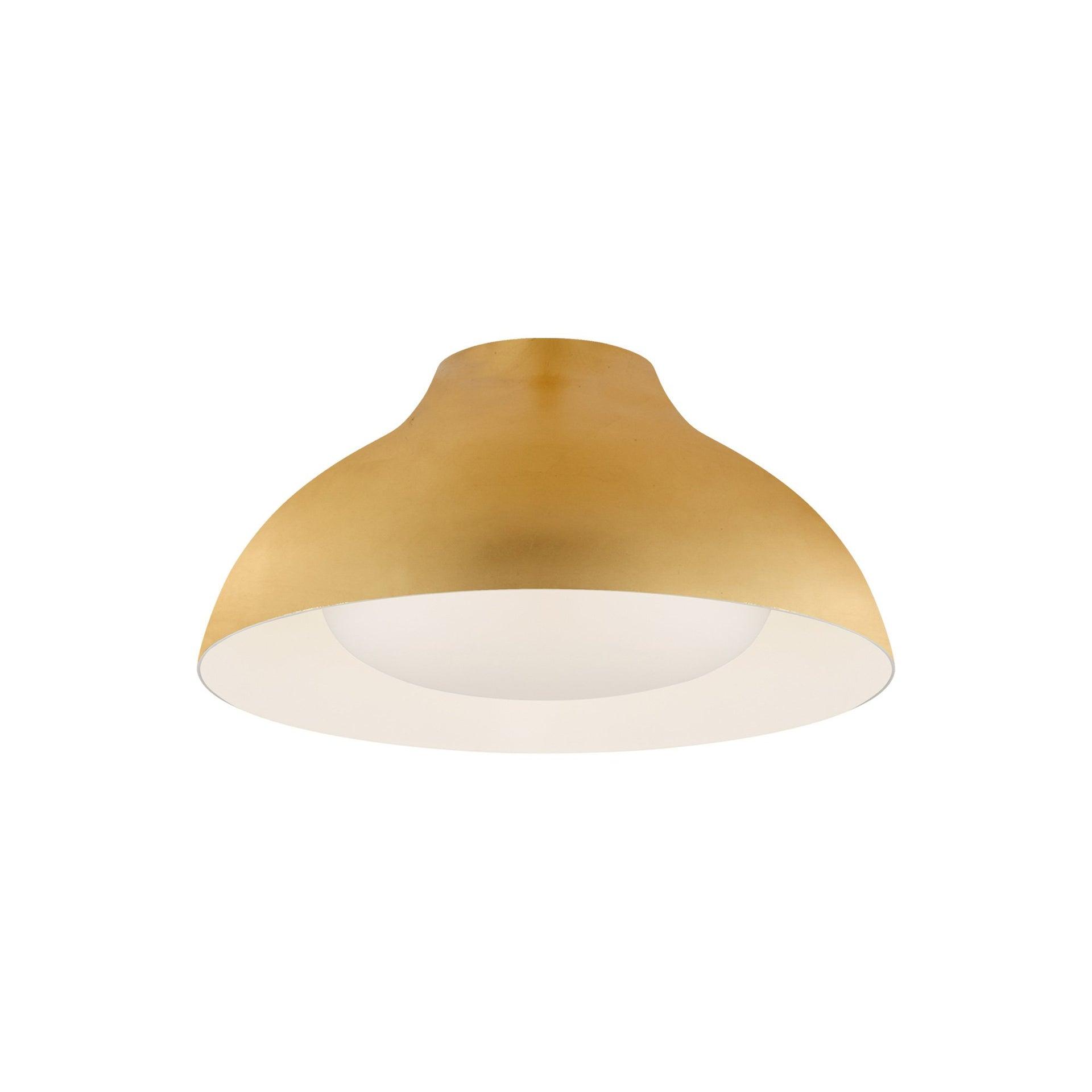 Gold and White Glass 15" LED Flush Mount Light