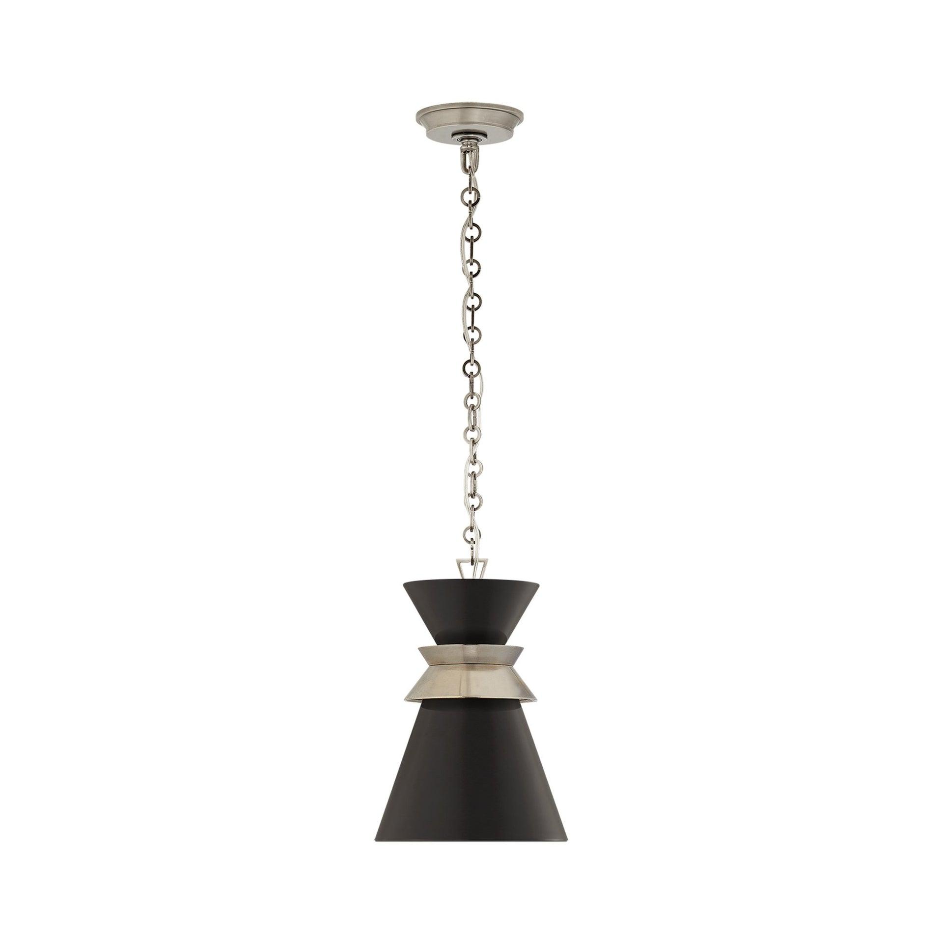 Alborg 15" Matte Black and Antique Nickel Pendant Light