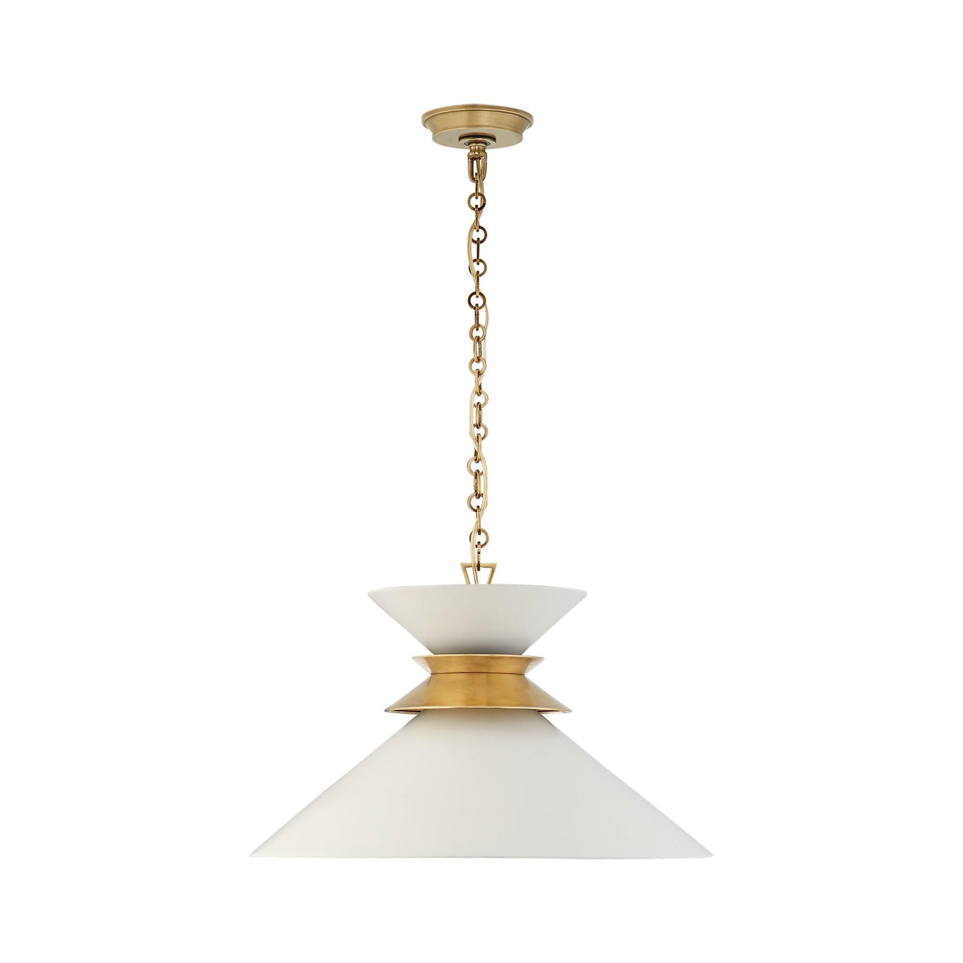 Antique Brass and Matte White Crystal LED Pendant Light