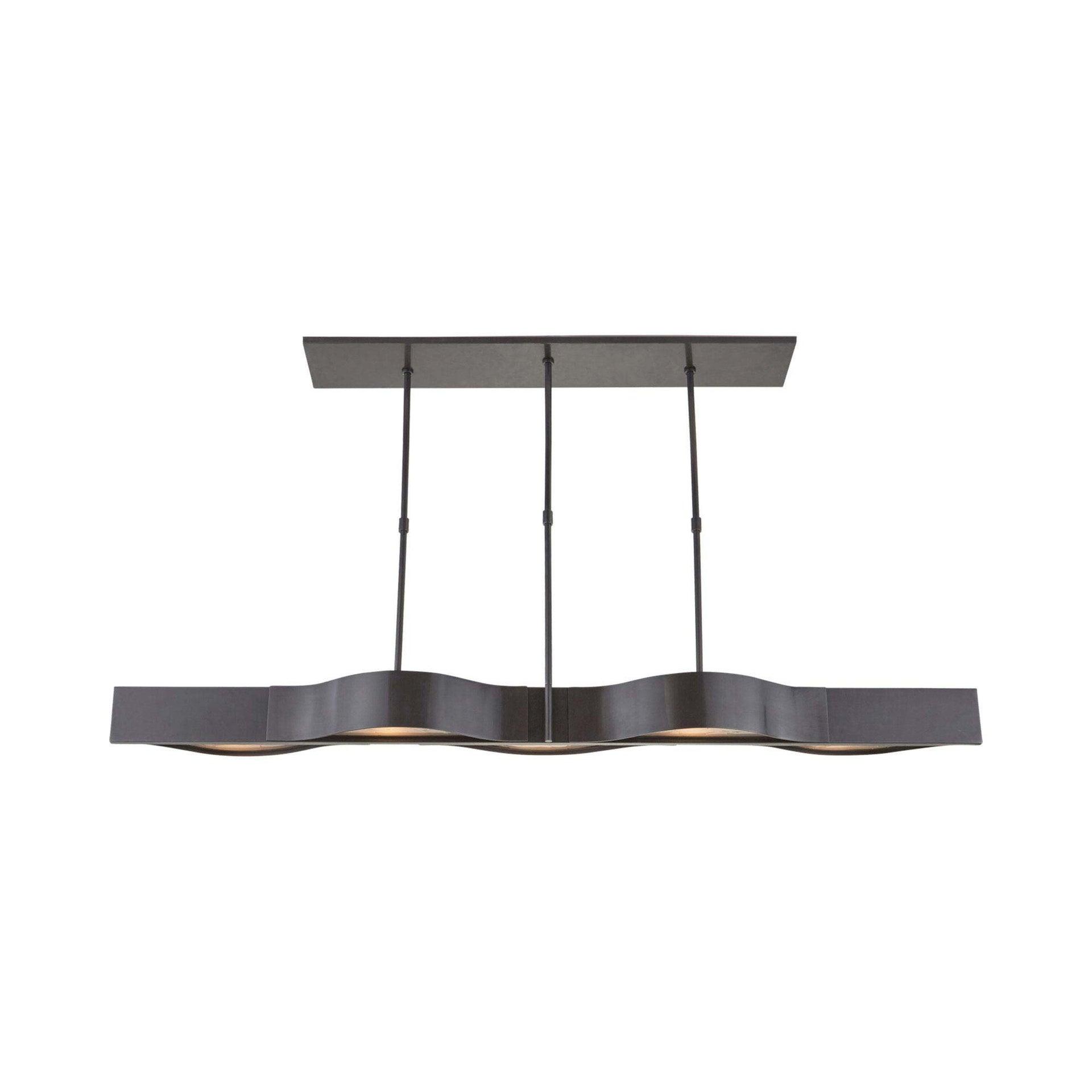 Avant Linear 5-Light Bronze Pendant with Frosted Glass Accents