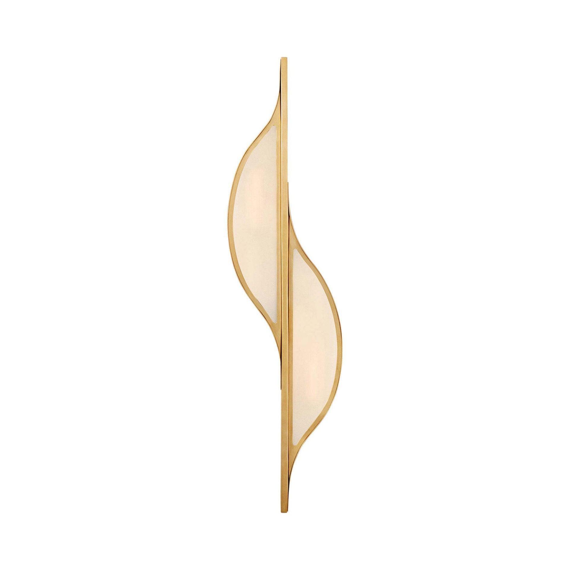 Avant Large Curved Brass and Frosted Glass Sconce