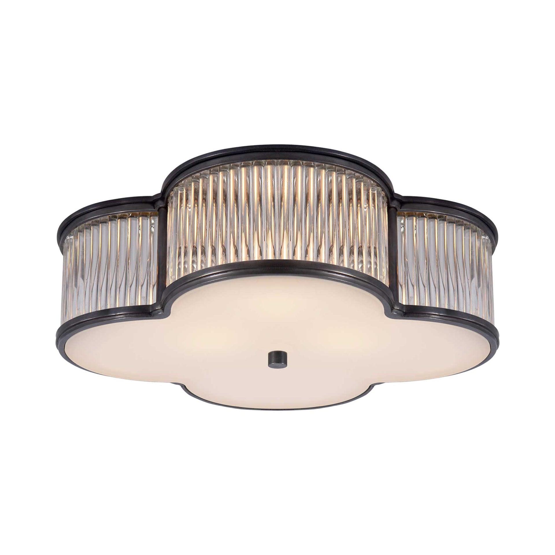 Basil Gun Metal and Clear Glass 17" Flush Mount Light