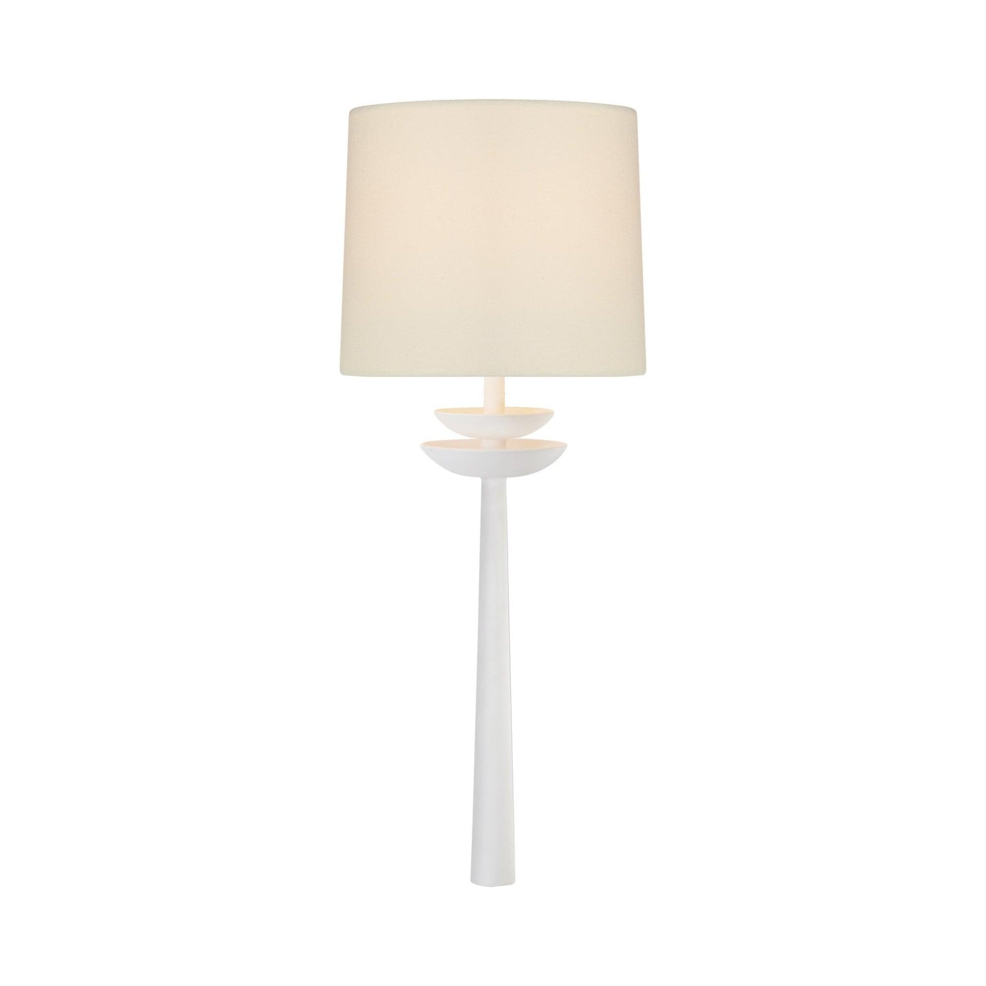 Matte White 19" Metal Wall Sconce with Linen Shade