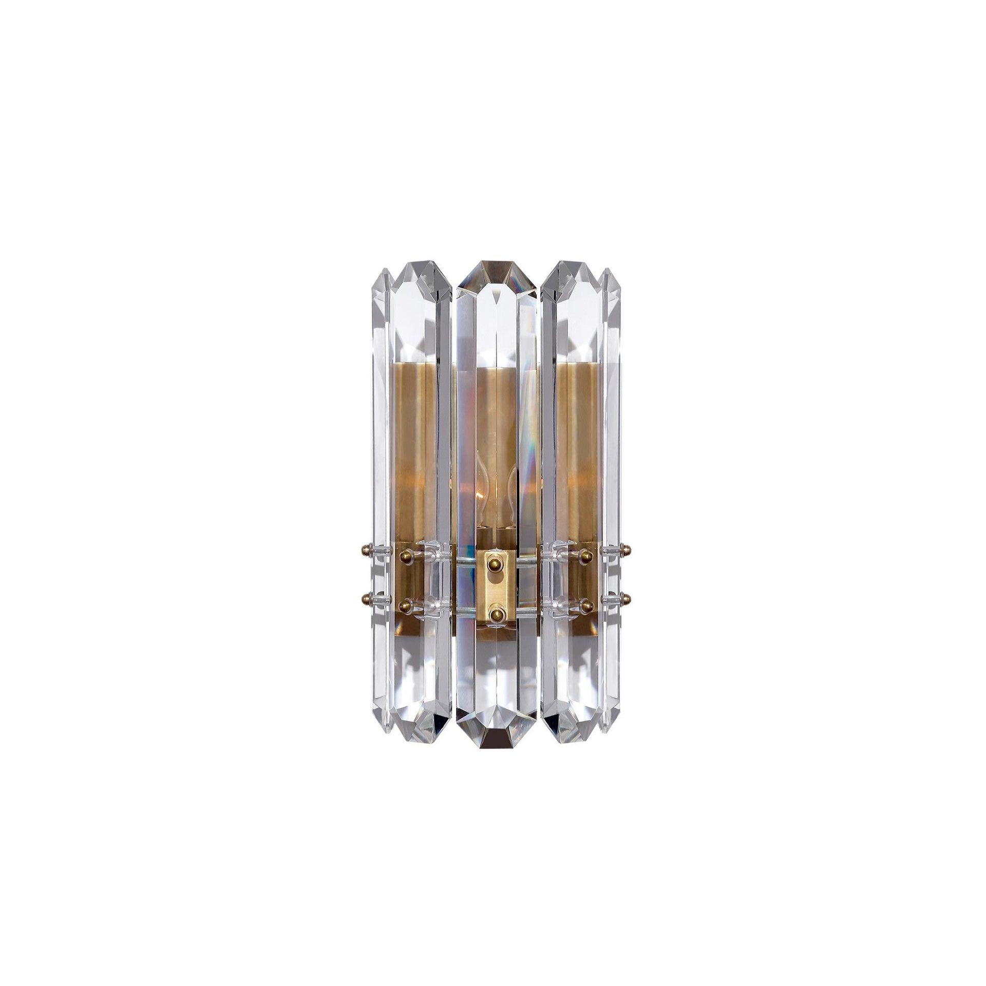 Hand-Rubbed Antique Brass Crystal Wall Sconce