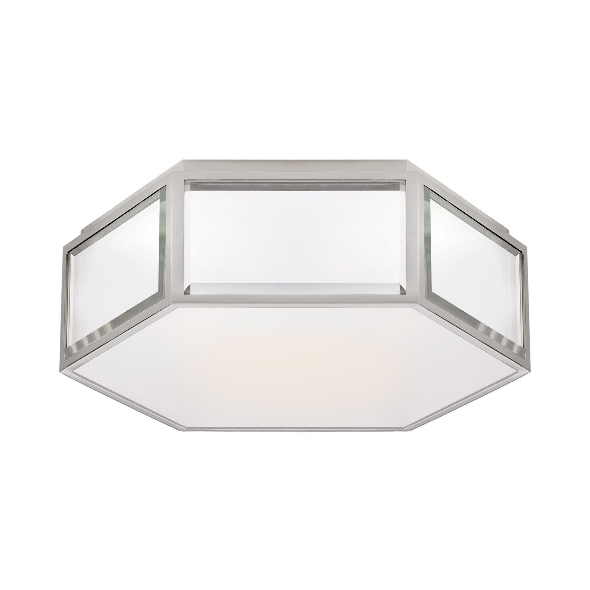 HexaGleam 13" Frosted Glass & Polished Nickel Flush Mount
