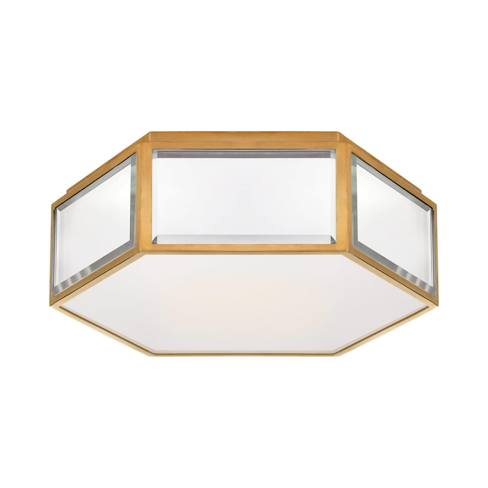 Kate Spade Hexagonal Frosted Glass & Soft Brass Flush Mount