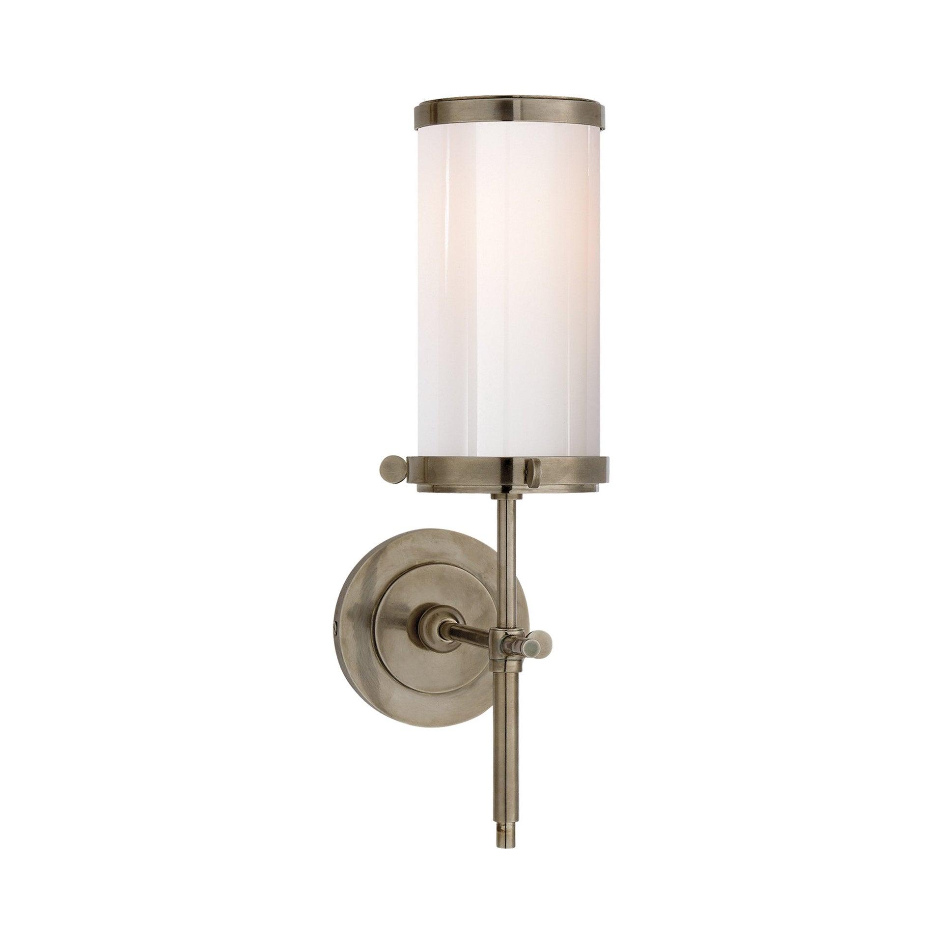 Bryant 14" Dimmable Outdoor Nickel Bath Sconce with White Shade
