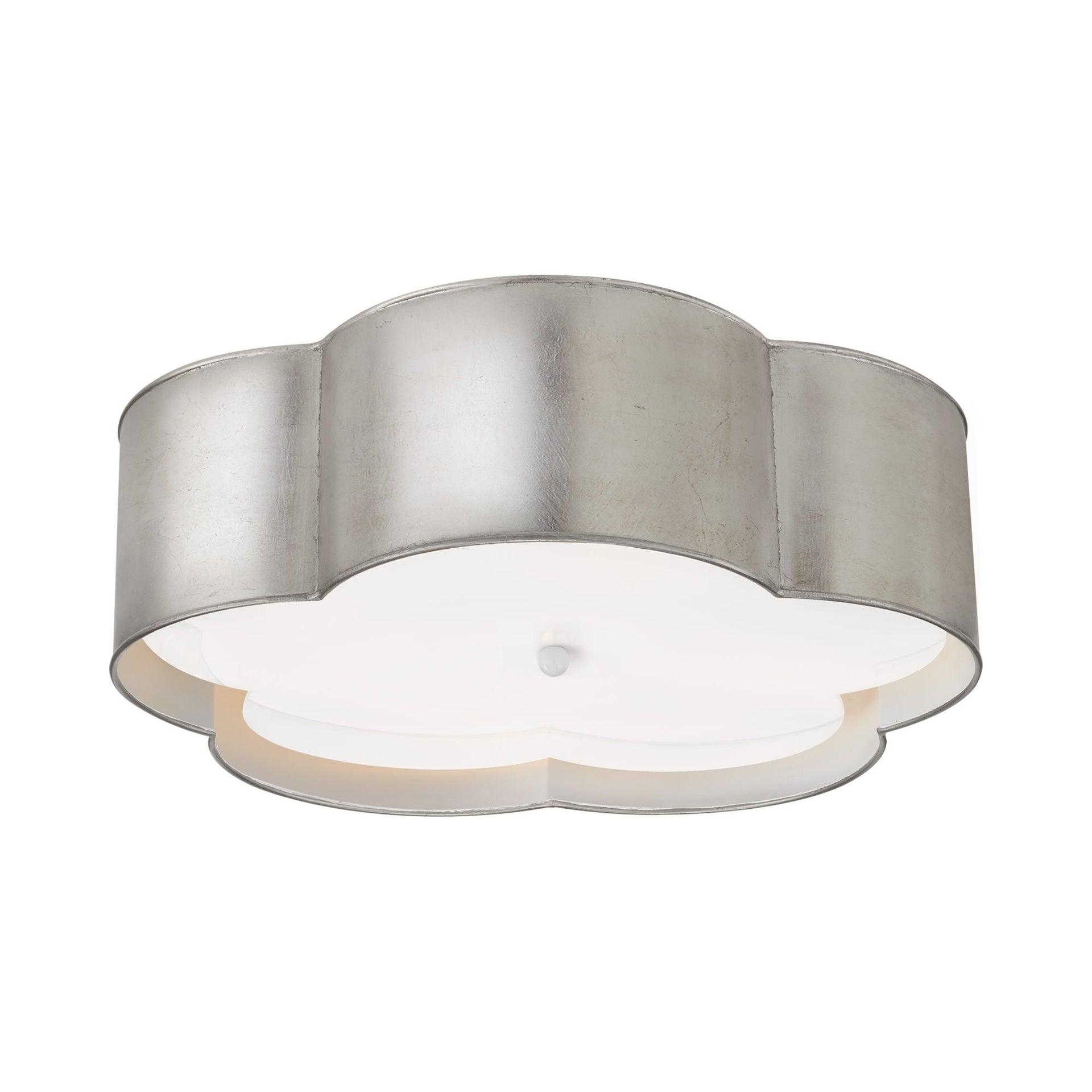 Elegant Burnished Silver Leaf and Crystal Flower Flush Mount Light