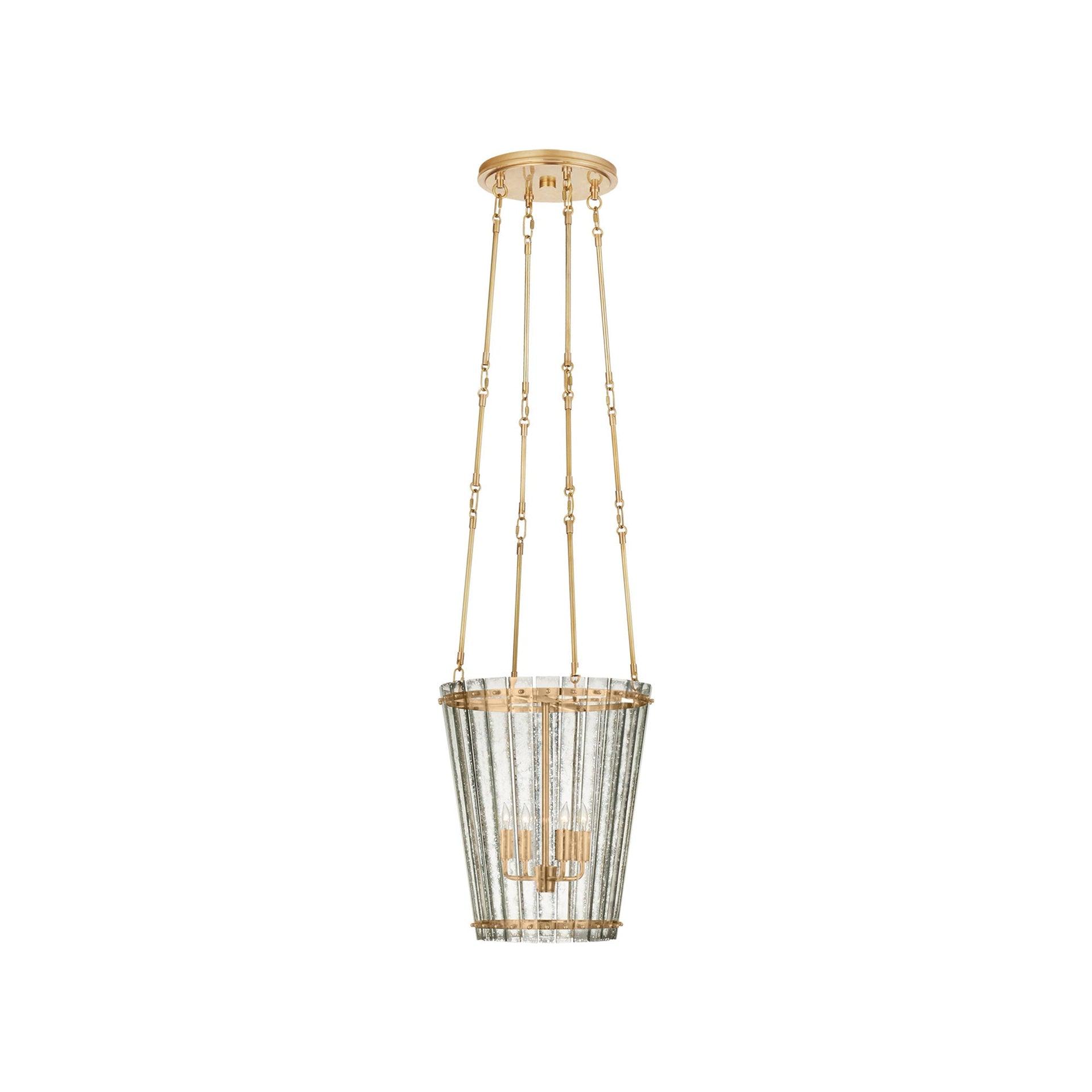Mini Cadence Antique Brass Plug-In Crystal Chandelier