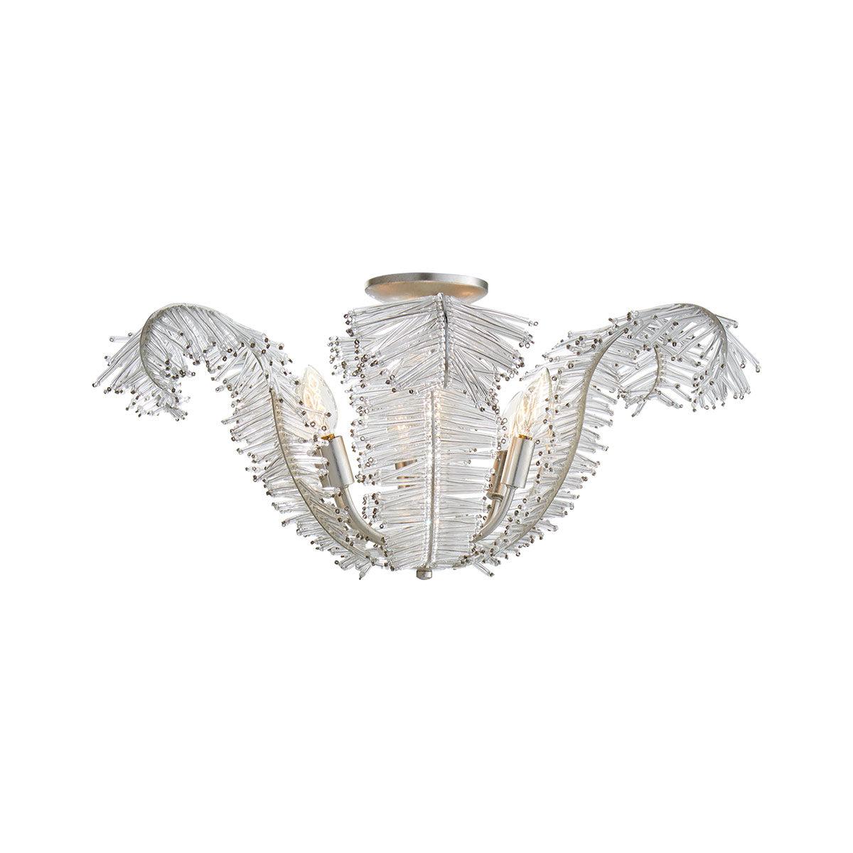 Calais Burnished Silver Leaf 6-Light Glass Semi Flush Mount