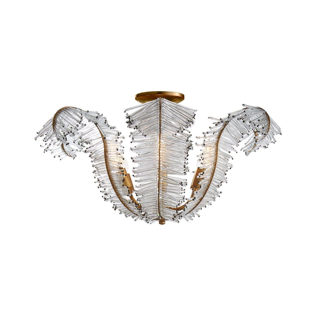Calais Gilded Iron and Clear Glass 6-Light Semi Flush Mount